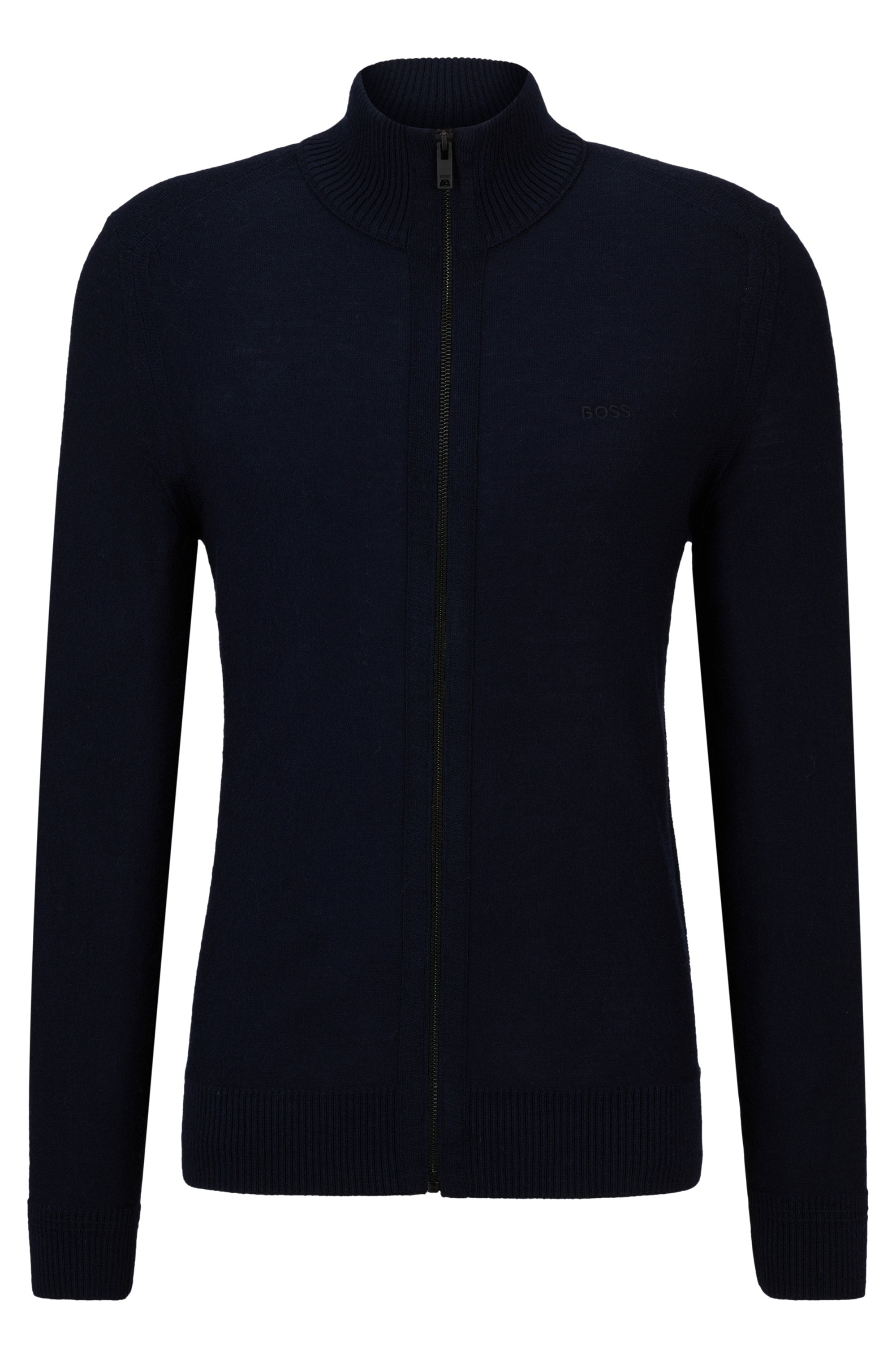 BOSS ORANGE Strickjacke »Avac_FZ«, mit Logostickerei auf der Brust