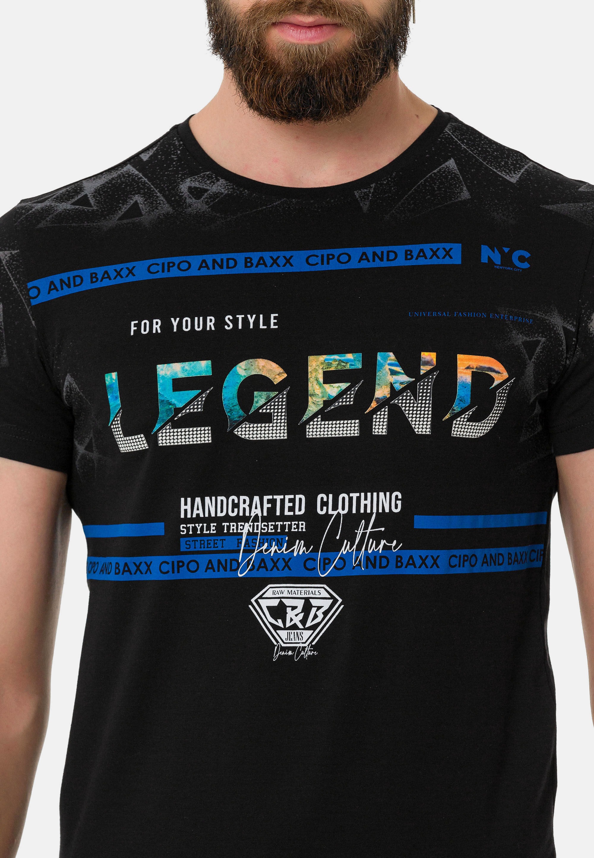 Cipo & Baxx T-Shirt »T-Shirt«, mit Rundhalsausschnitt