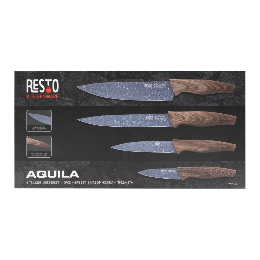 RESTO Kitchenware Messer-Set »Aquila, Edelstahlmesser 4-teilig in Magnet-Geschenkbox«, (Set, 4 tlg.), Kochmesser, Tranchiermesser, Universalmesser, Gemüsemesser