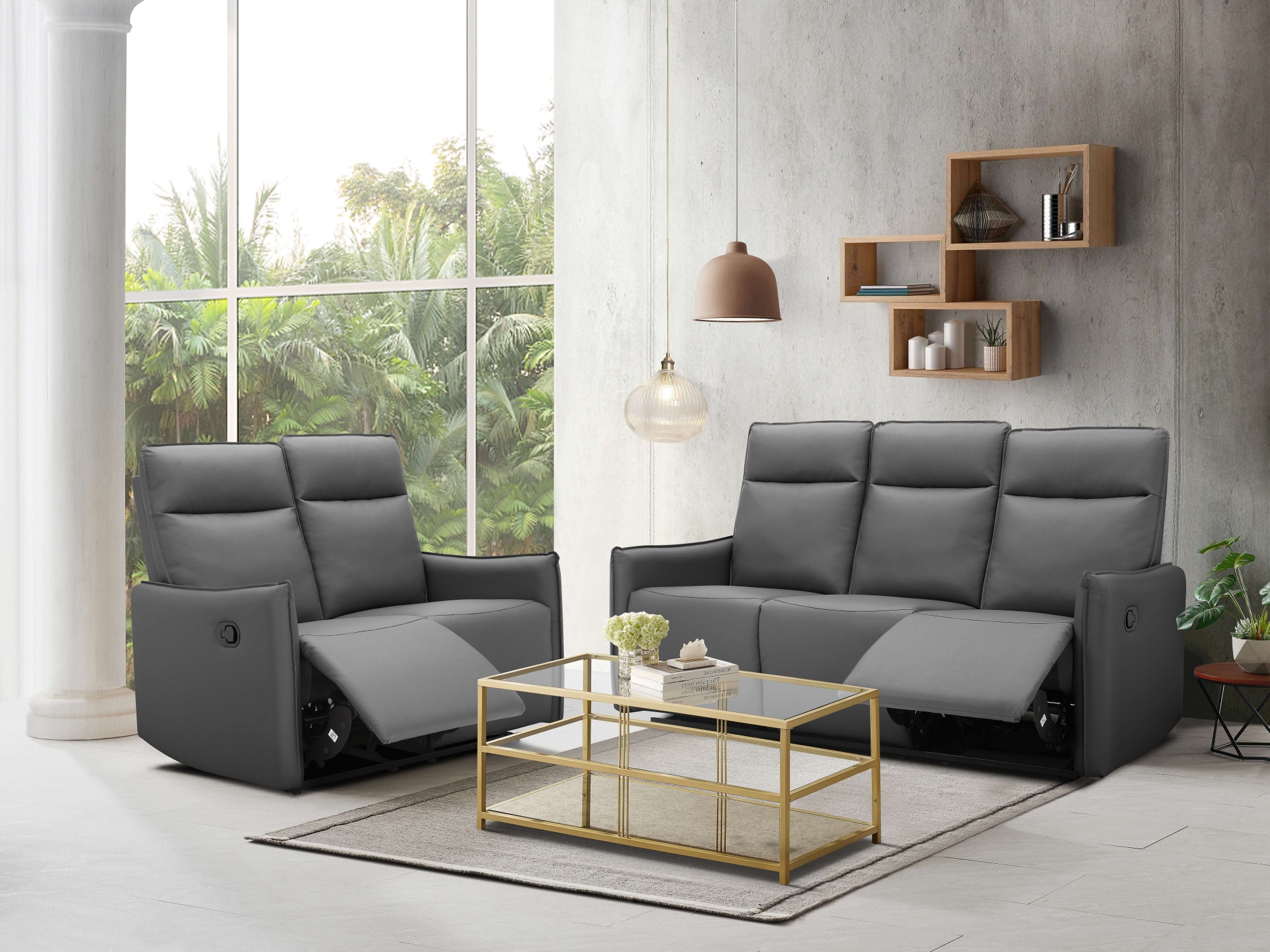 Dorel Home 2-Sitzer »Lugo, Kinosofa mit Reclinerfunktion in Kunstleder und Webstoff«, mit manueller Relaxfunktion in beiden Sitzen