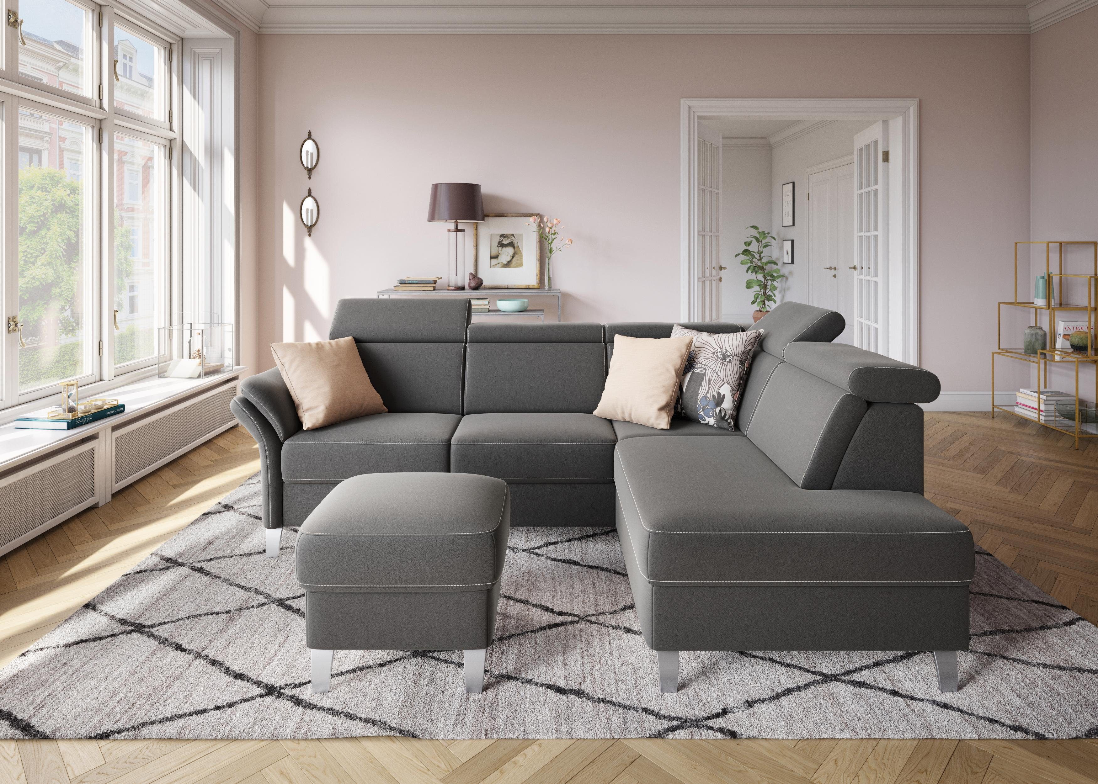 sit&more Ecksofa "Vincenzo L-Form" inklusive Kopfteilverstellung, optional Schlaffunktion & Bettkasten