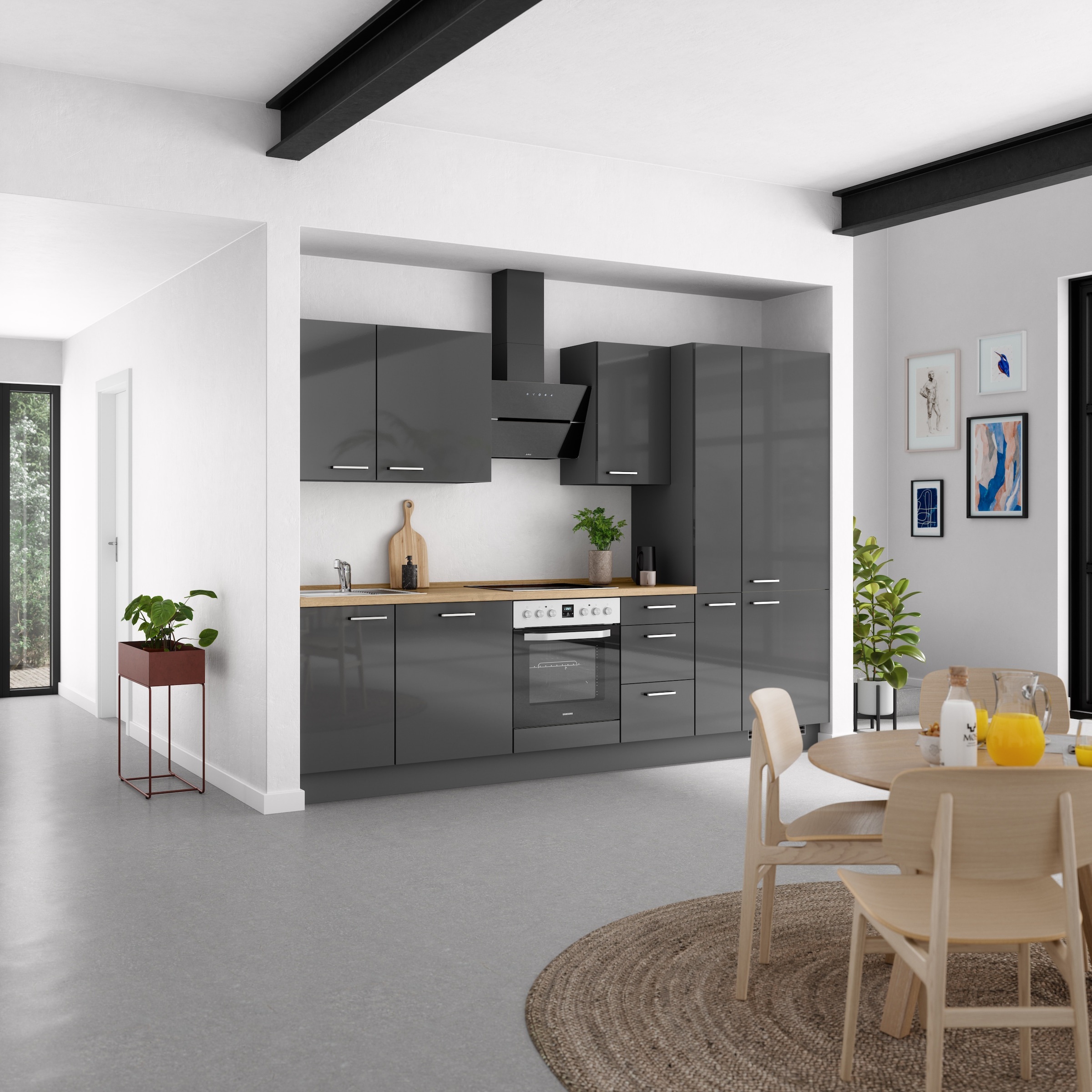 nobilia® Küchenzeile »"Flash II"«, vormontiert, Ausrichtung wählbar, Breite 300 cm, wahlw. mit E-Geräten