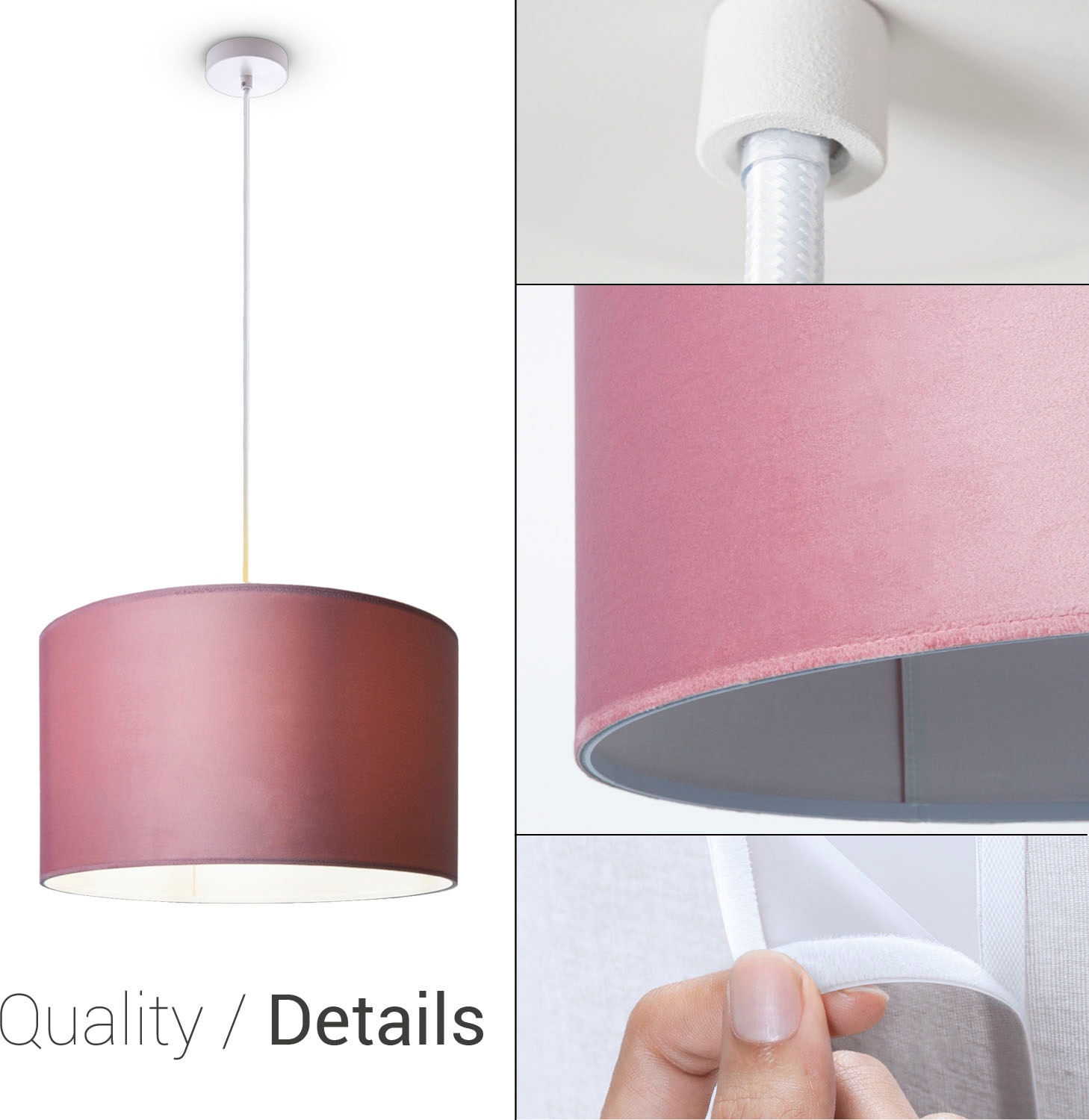 Color«, »Hugo Deko Unifarben Home Kabel BAUR Paco Wohnzimmer | Lampenschirm uni Velour 1,5m Pendelleuchte E27 aus