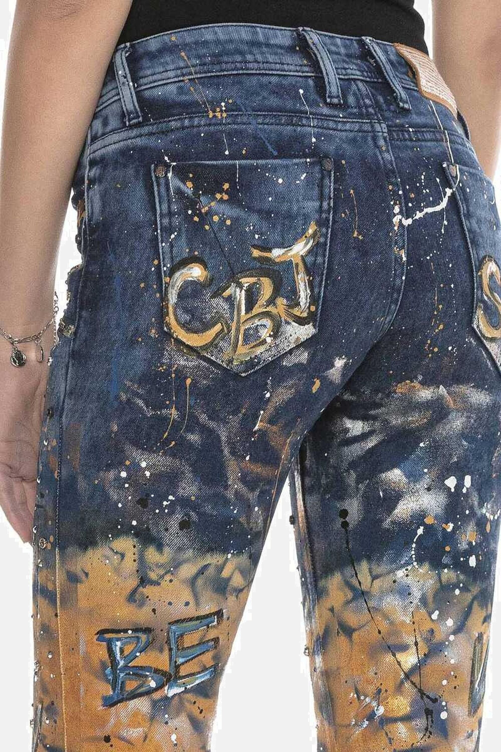 Cipo & Baxx Slim-fit-Jeans »Jeans«, Mit coolen Schriftzügen, WD440