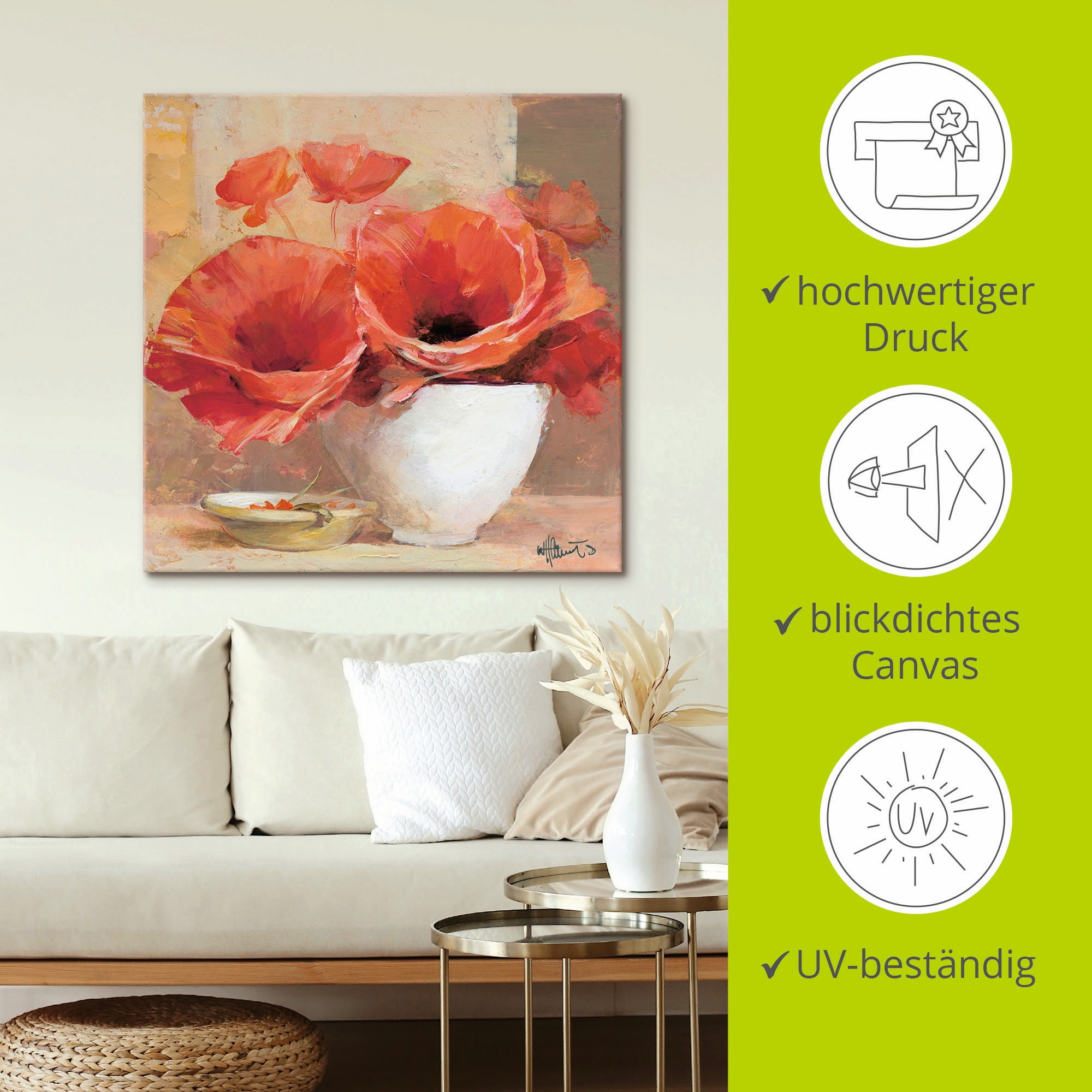 Artland Leinwandbild »Mohn II«, Blumen, (1 St.), auf Keilrahmen gespannt