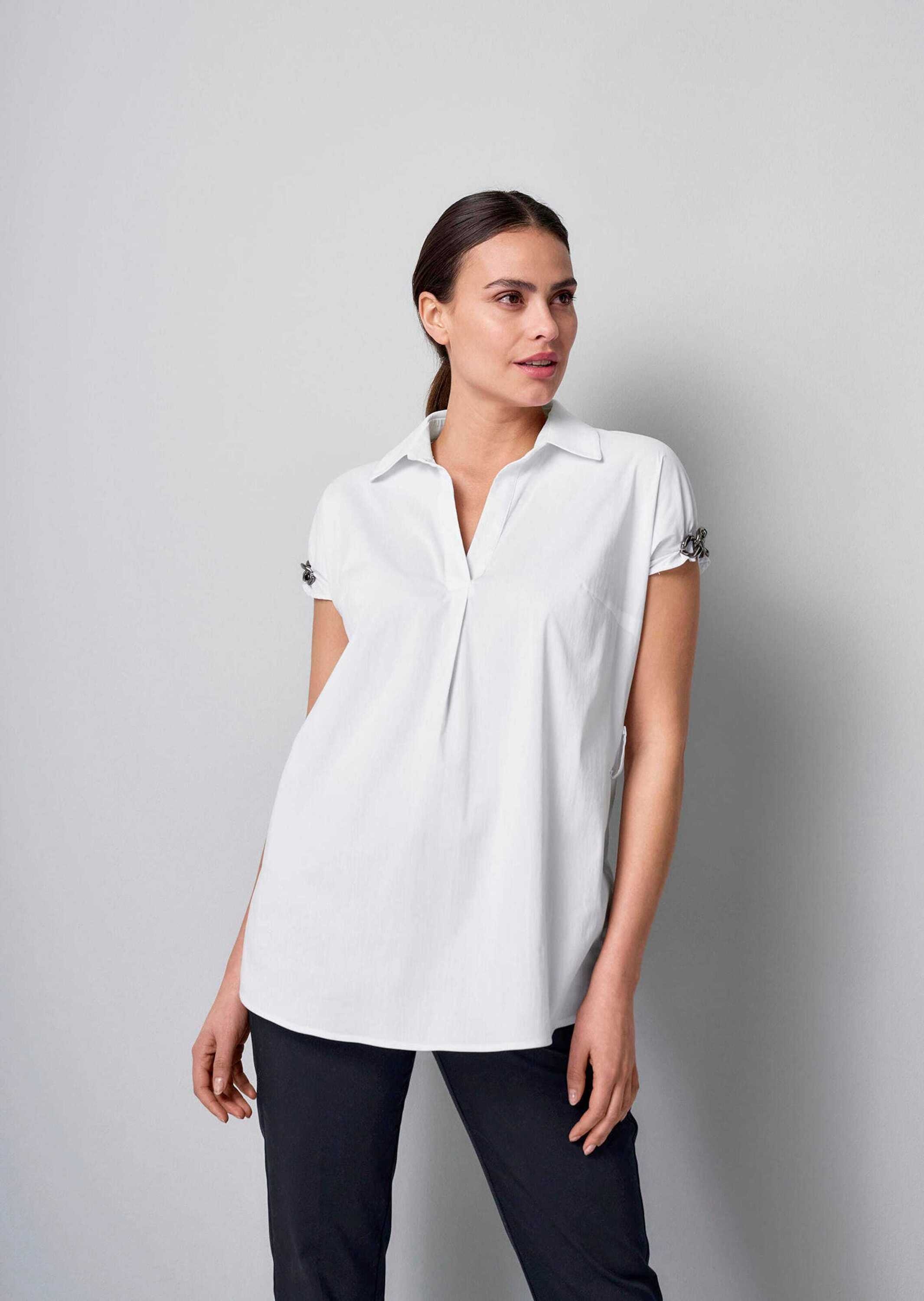 Alba Moda Schlupfbluse »Longbluse Longbluse mit Kettendetails am Arm«