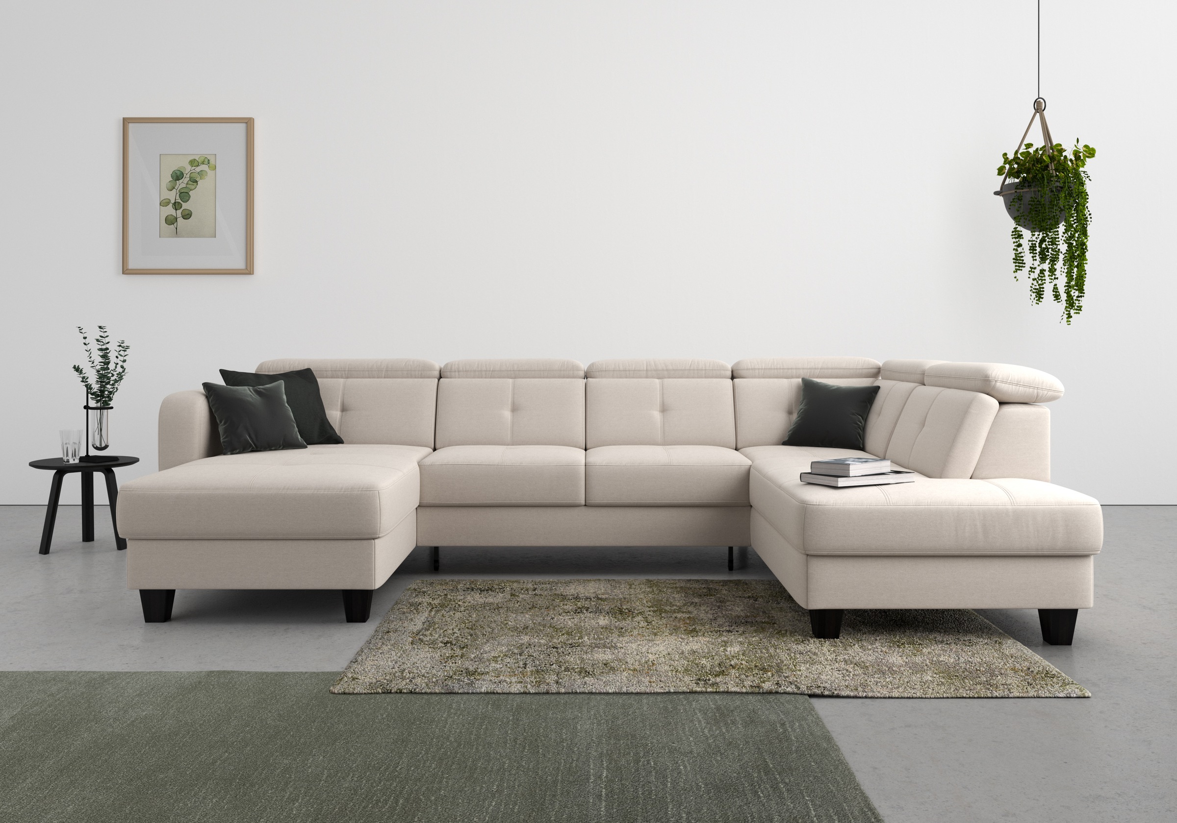 sit&more Wohnlandschaft "Belluci U-Form" Kopfteilverstellung und Federkern, wahlweise mit Schlaffunktion