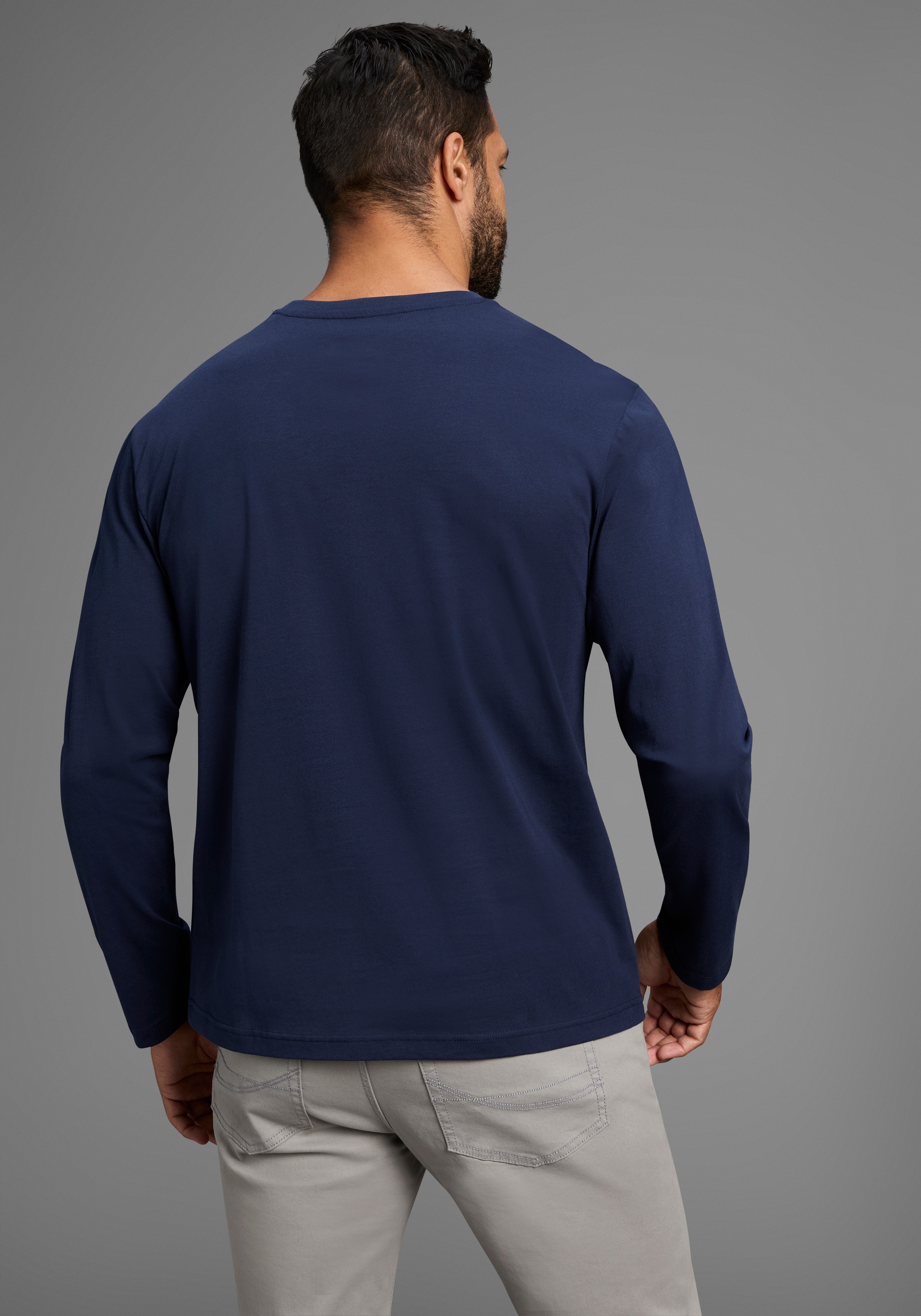 Man's World Langarmshirt »neue Farbe !«, (3er-Pack), Langarm, unifarben, aus Baumwolle, im 3er-Pack
