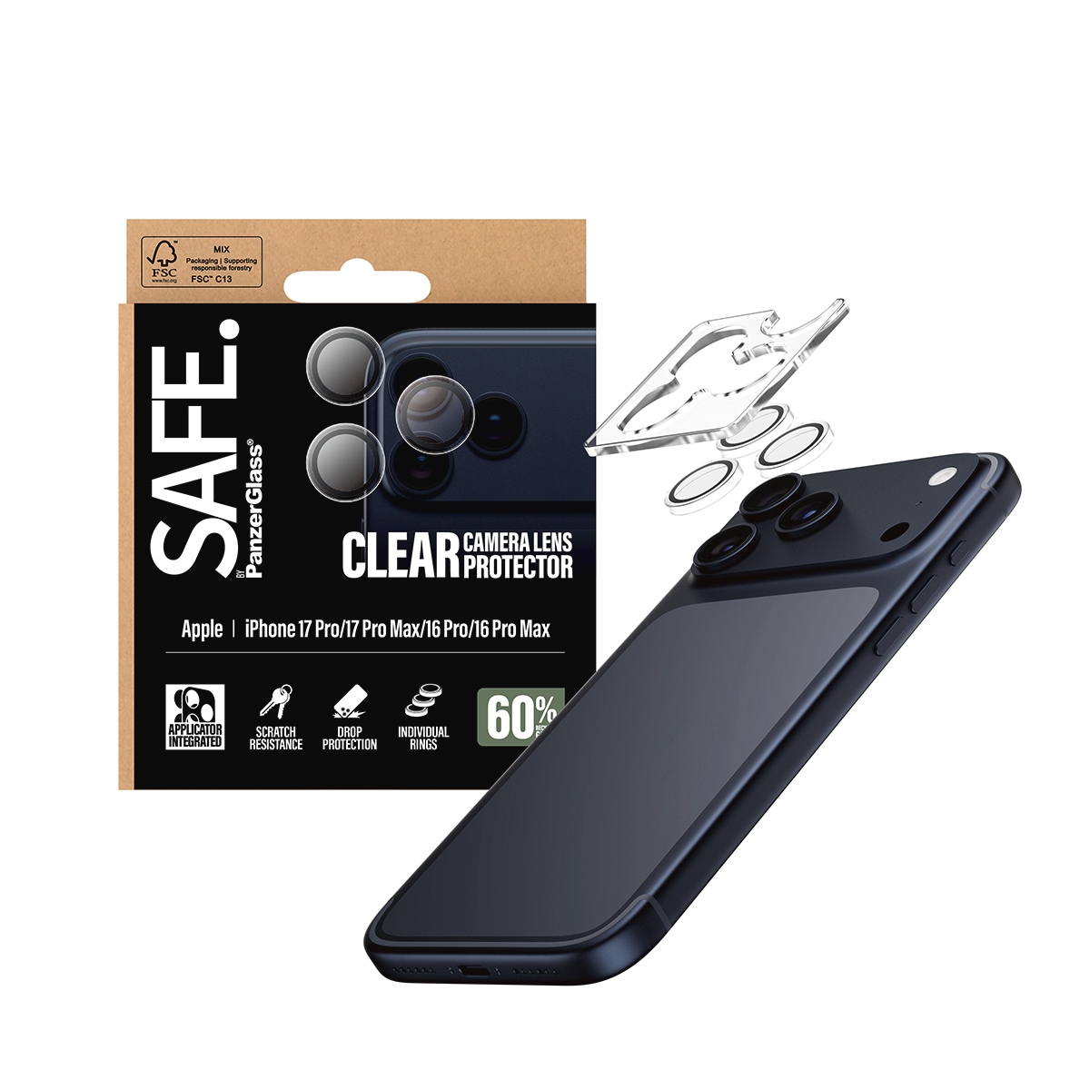 SAFE by PanzerGlass Kameraschutzglas »Camera Lens Protector«, für Apple iPhone 17 Pro/Pro Max-Apple iPhone 16 Pro/Pro Max, Kameraschutz,Linsenschutz,Objektivschutz, kratz- & stoßfest