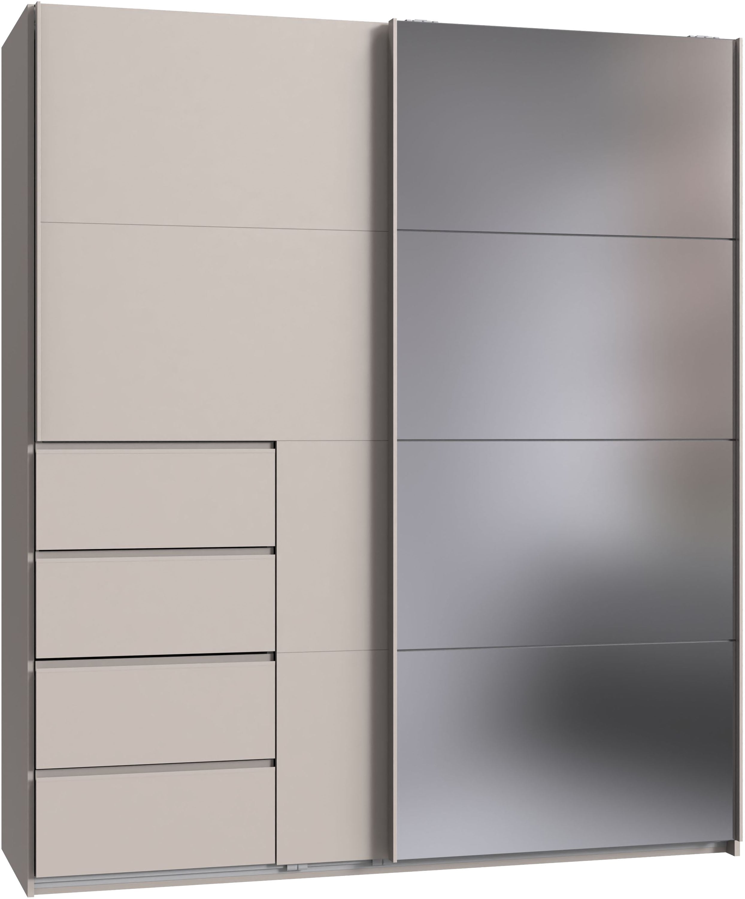 Wimex Schwebetürenschrank "Bali in den Breiten 180cm, 225cm & 270cm, Kleiderschrank mit Spiegel" erhältlich in der Farbe: Kaschmir, Schrank mit 4 Schubladen