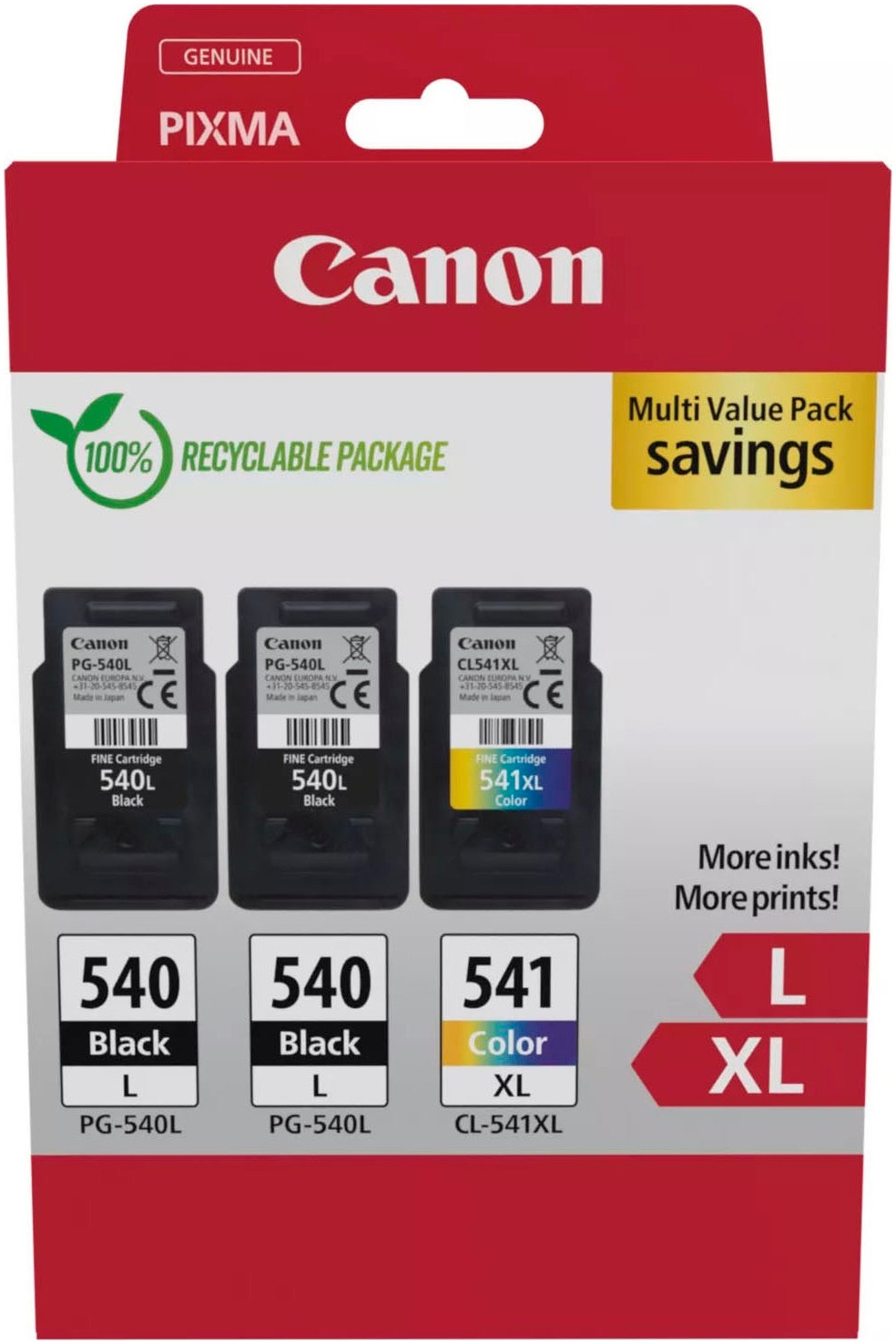 Canon Tintenpatrone »PG-540L x2/CL-541XL Triple Pack«, (Packung, 3 St.)