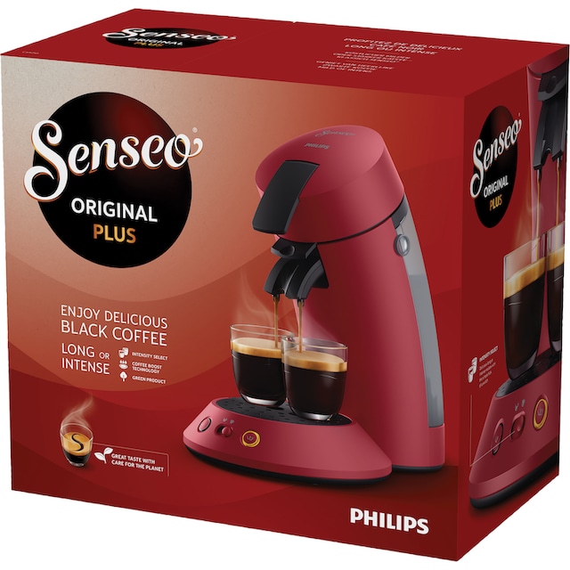 Philips Senseo Kaffeepadmaschine »Orginal Plus CSA210/90«, aus 28% recyceltem  Plastik und mit 2 Kaffeespezialitäten, dunkelrot | BAUR