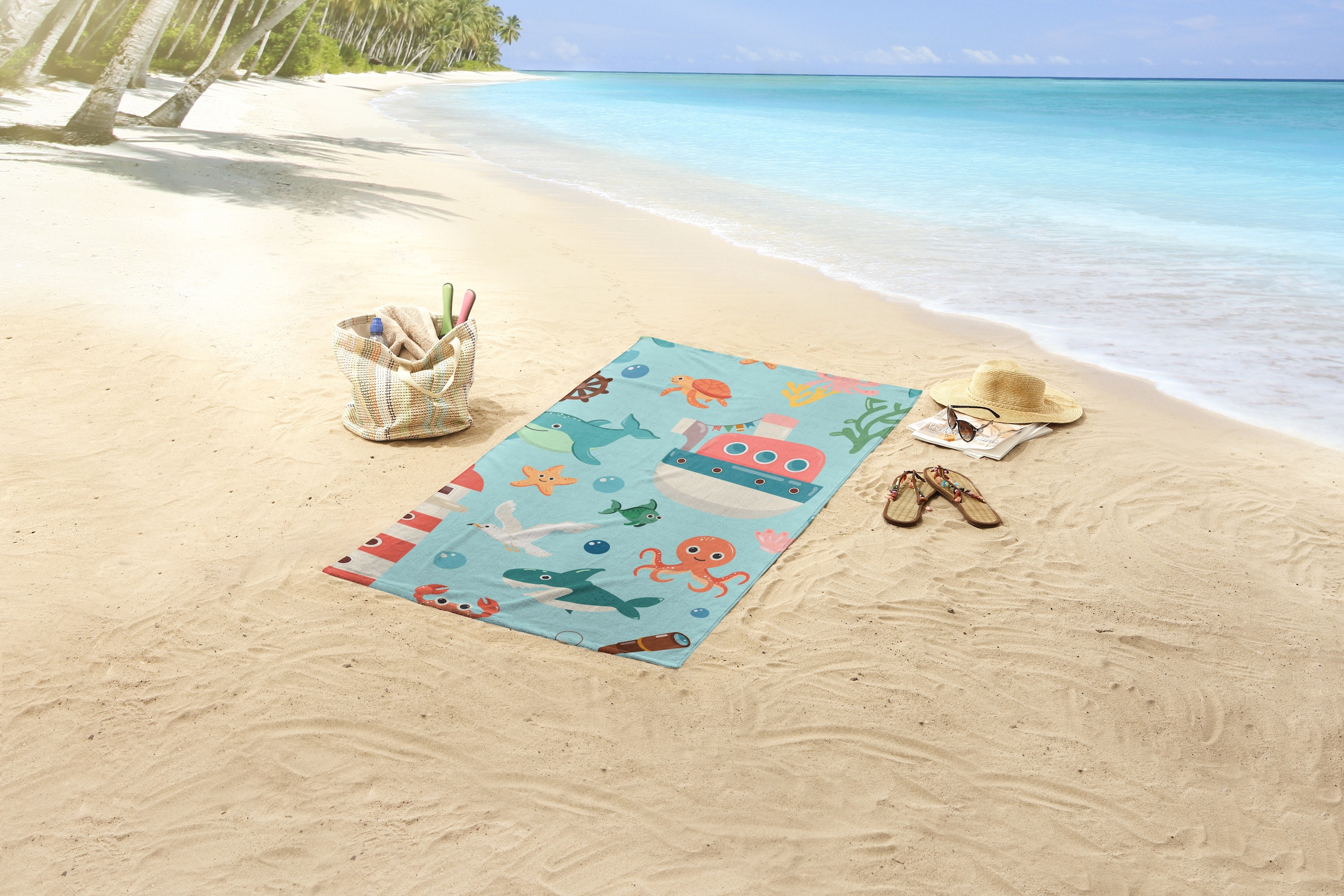 good morning Strandtuch »Sailor« Kinder Strandtuch, Mikrofaser, Velours, saugfähig, weich, Leuchtturm