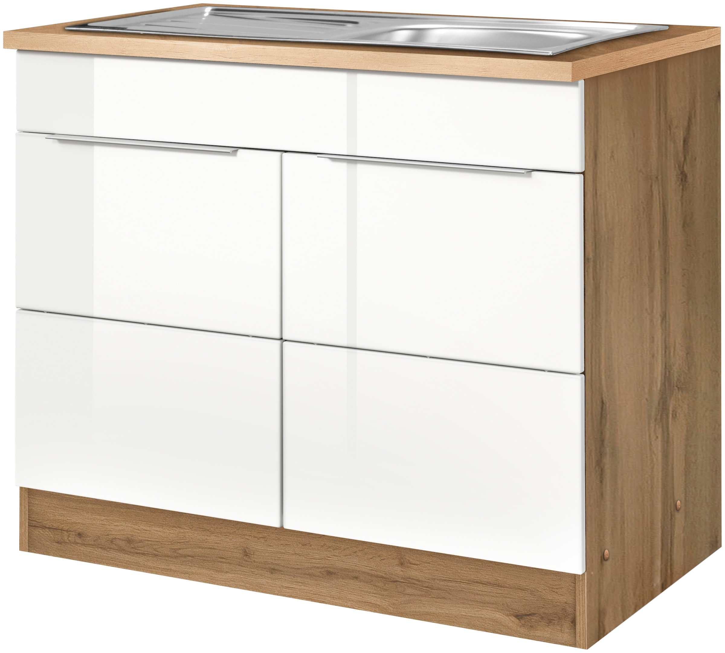 KOCHSTATION Spülenschrank "KS-Brindisi", 100 cm breit, inklusive Einbauspüle