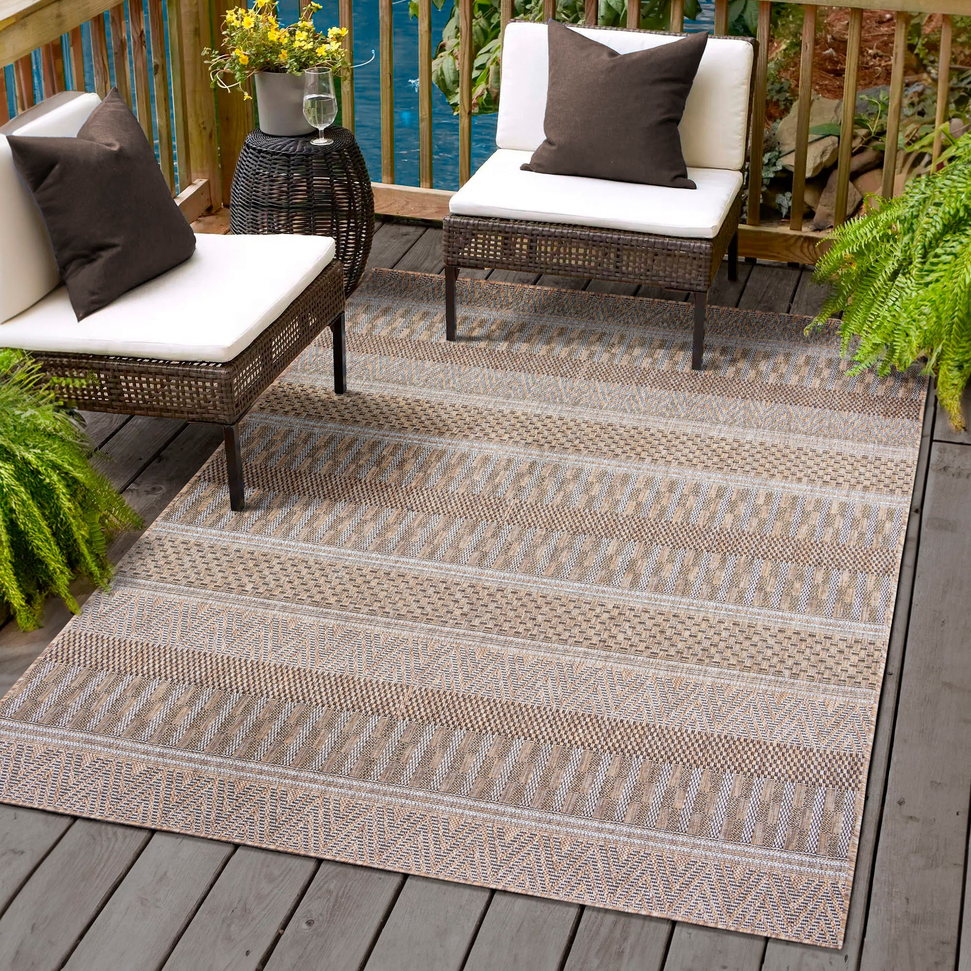 Sanat Outdoorteppich "Melissa 8003, auch in Rund erhältlich" rechteckig 10 mm Höhe Kurzflor, In -und Outdoor geeignet, Außenbereich, Wohnzimmer