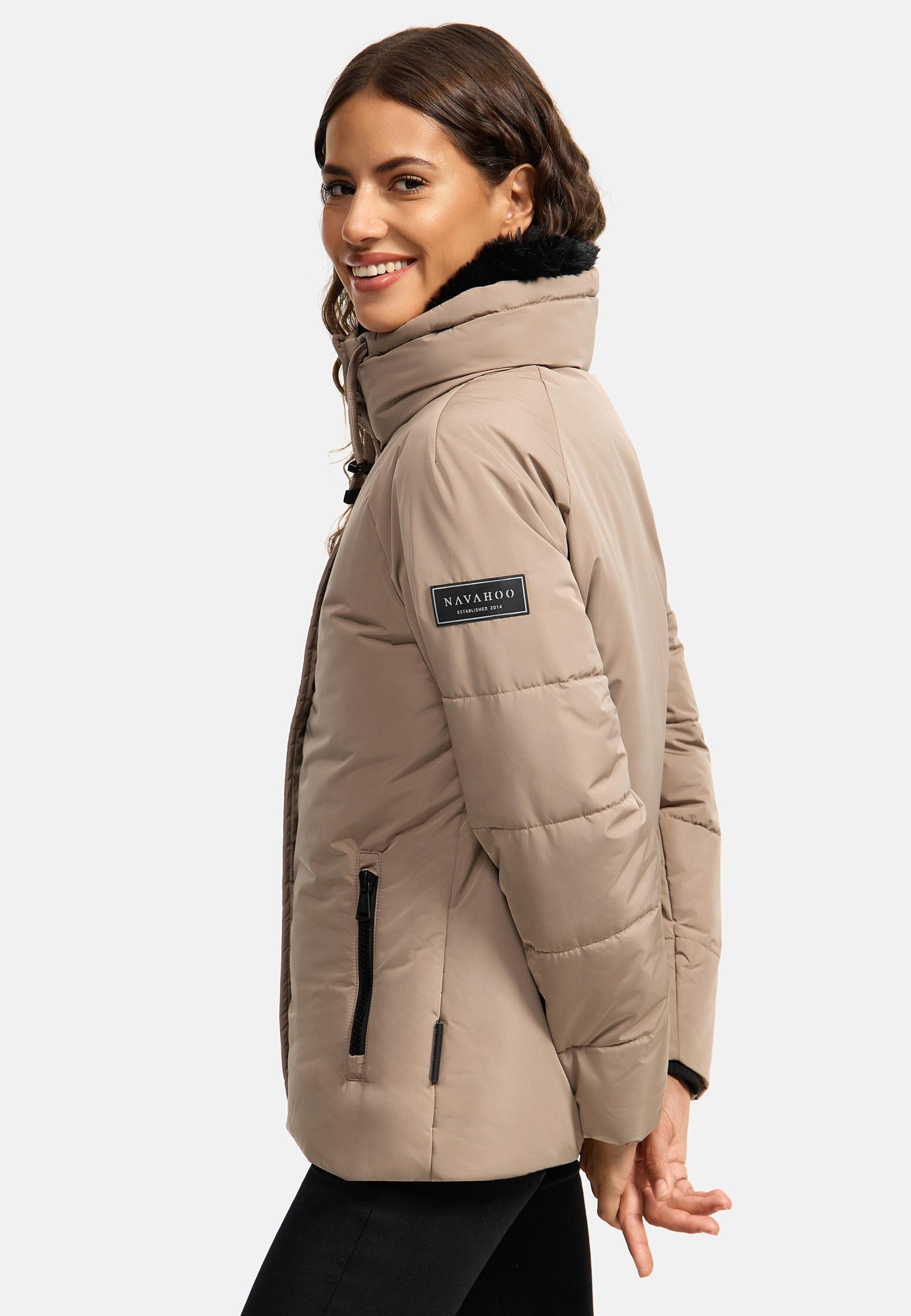 Navahoo Winterjacke »Frostii XIV«, ohne Kapuze, modische Damen Winter Steppjacke mit Kunstfellkragen