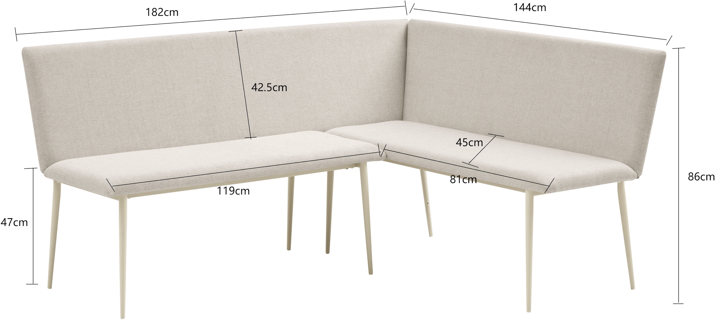 OTTO home Eckbank »Cassy« pflegeleichter Strukturstoff, Metallgestell, FSC-zertifiziertes Holz