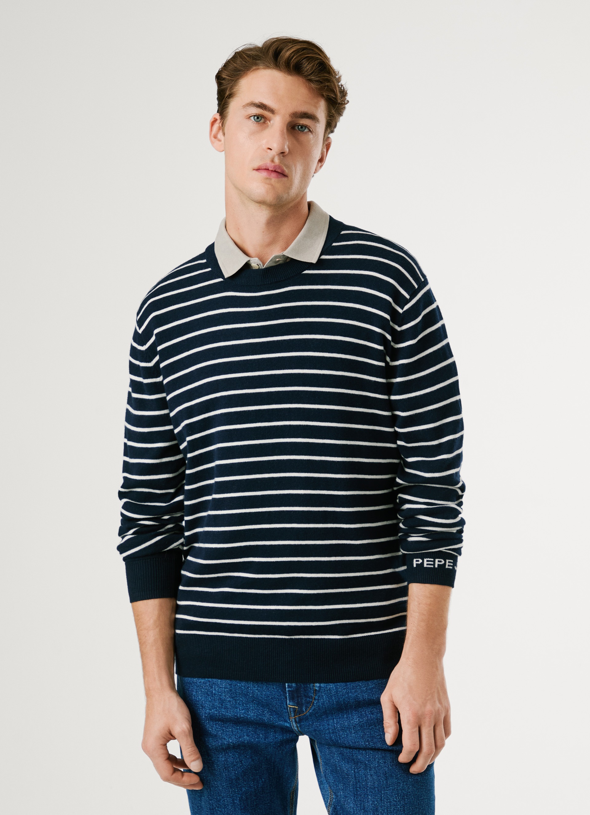 Pepe Jeans Rundhalspullover "ANDRE STRIPES", mit Kaschmir-Anteil, gestreift günstig online kaufen