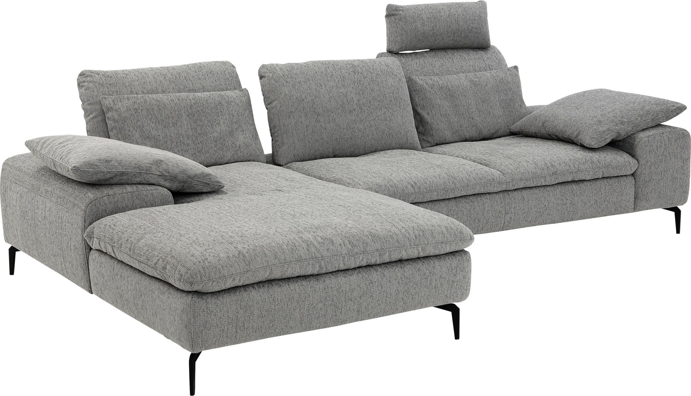 W.SCHILLIG Ecksofa valentinoo, (Set), inklusive Hocker, mit Sitztiefenverstellung, inklusive Nierenkissen, Seitenteilkissen und Kopfstütze, Breite 299 cm