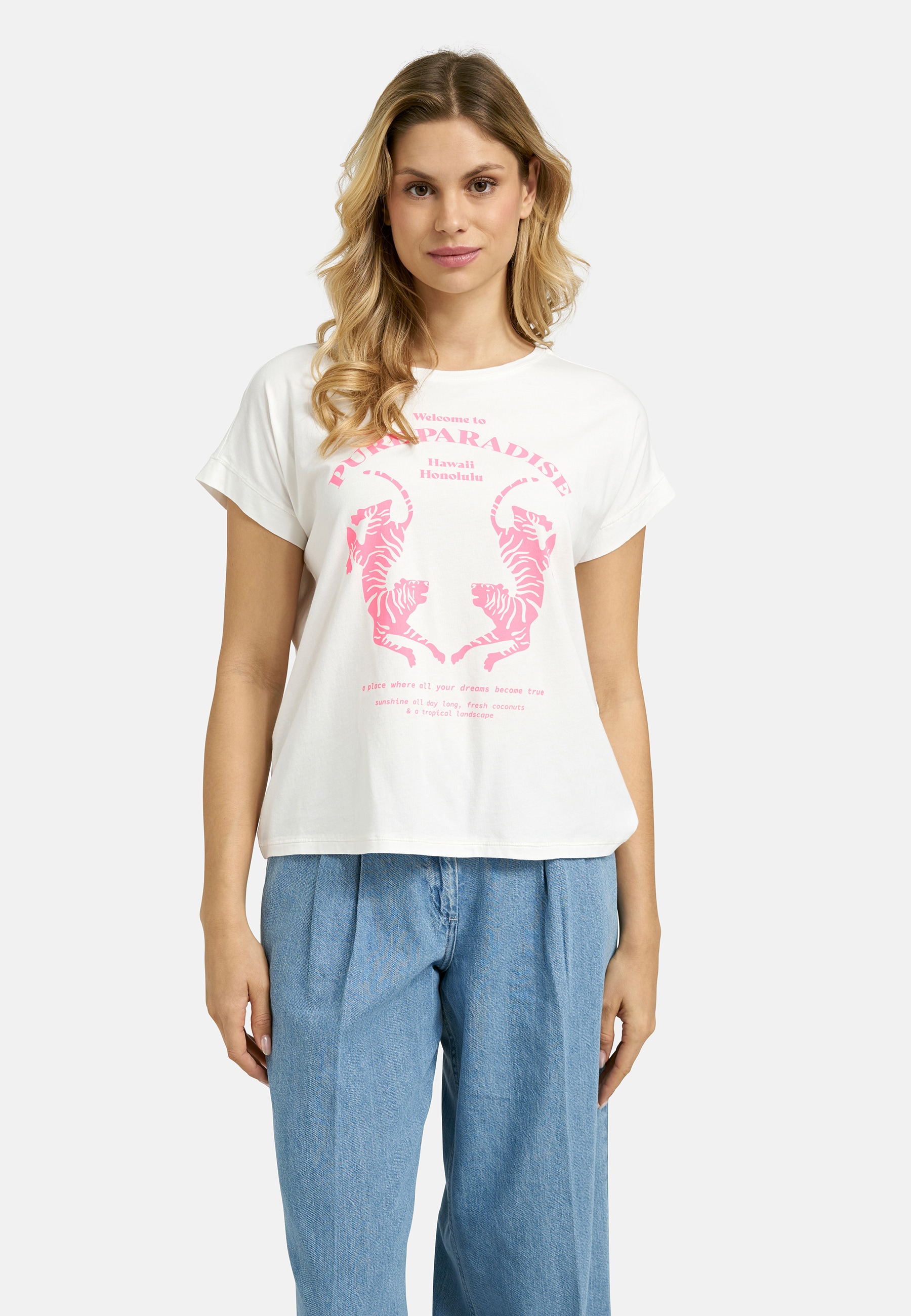 Milano Italy Rundhalsshirt mit überschnittener Schulter