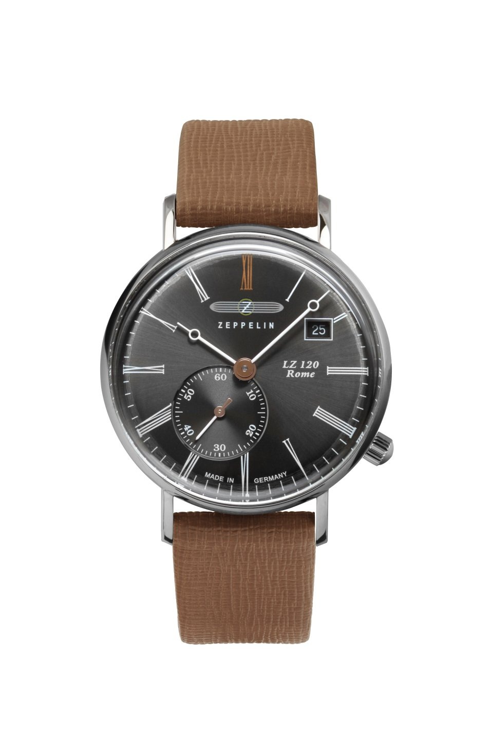 ZEPPELIN Quarzuhr »LZ 120 Rome«, Armbanduhr, Damen, dezentrale Sekunde, Lederarmband, Made in Germany