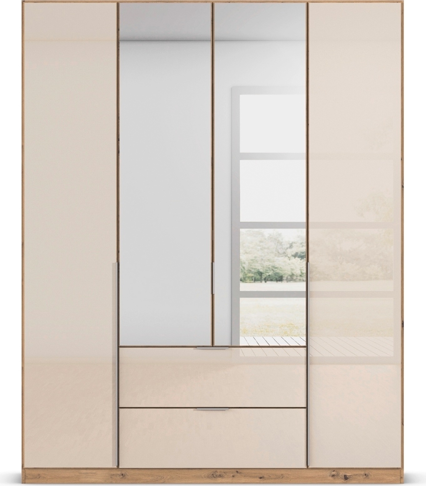 rauch Drehtürenschrank »Kleiderschrank Kleiderschränke Schrank Garderobe AGORDO mit Glasfront«, mit Außenschubkästen, in 6 Breiten und 2 Höhen MADE IN GERMANY