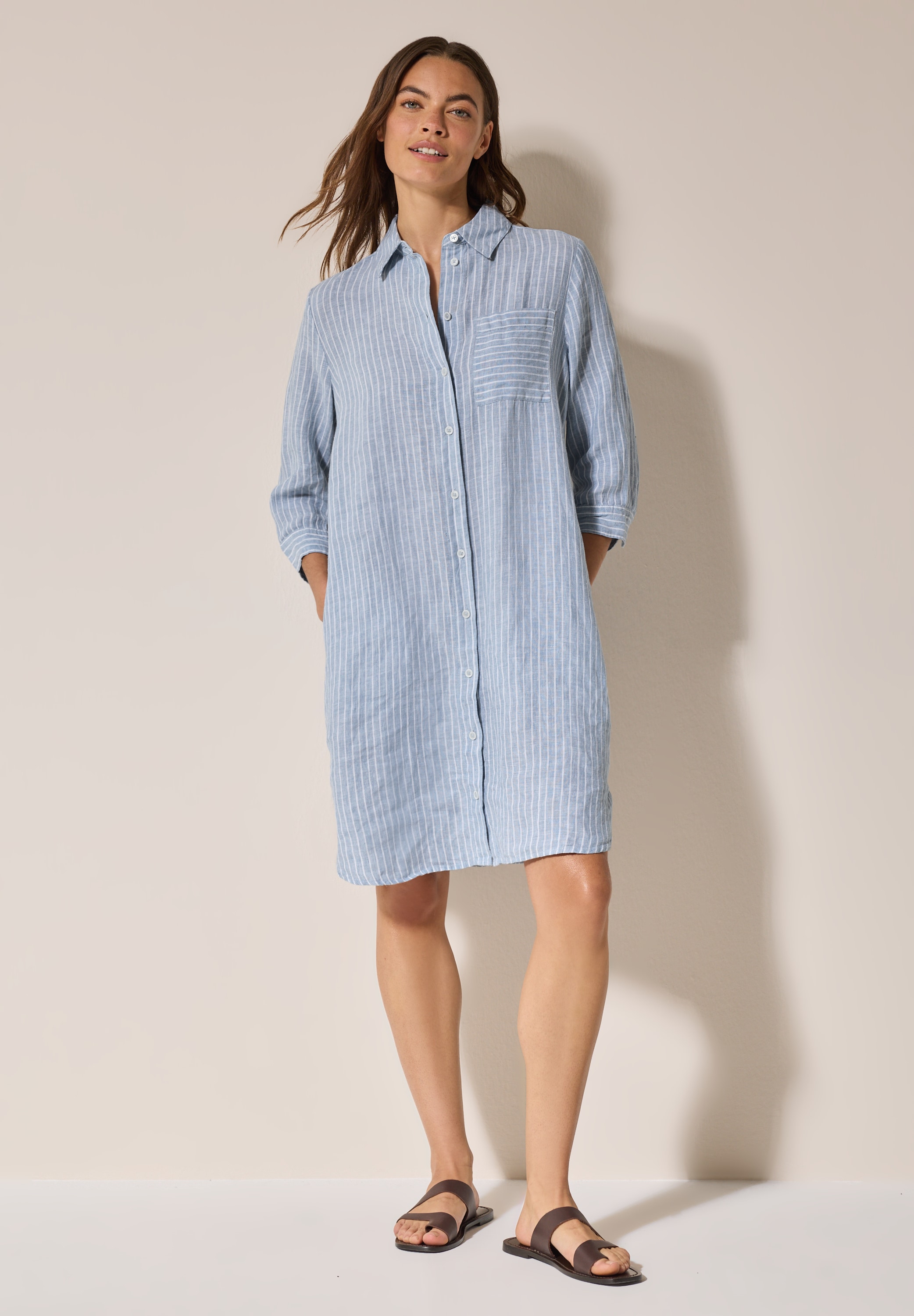 Cecil Blusenkleid Brusttasche mit 3/4-Arm und im Streifen-Look günstig online kaufen