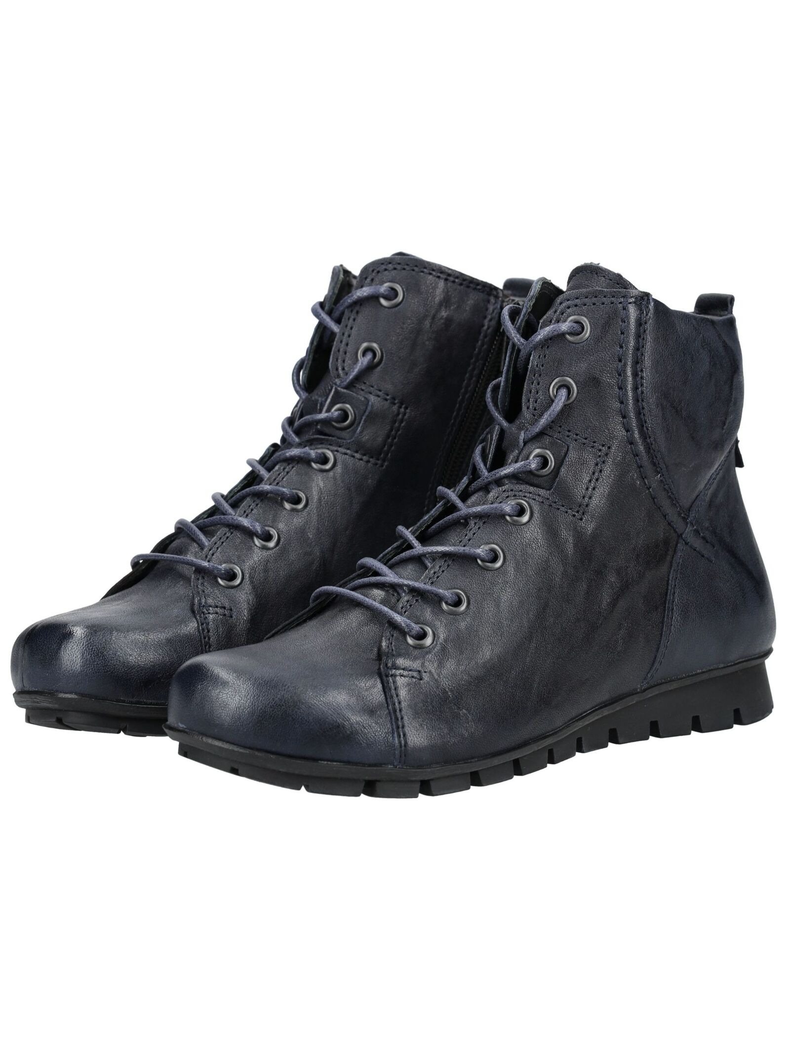 Think! Lace-up Ankle Boot Blue Leather Size 42 3