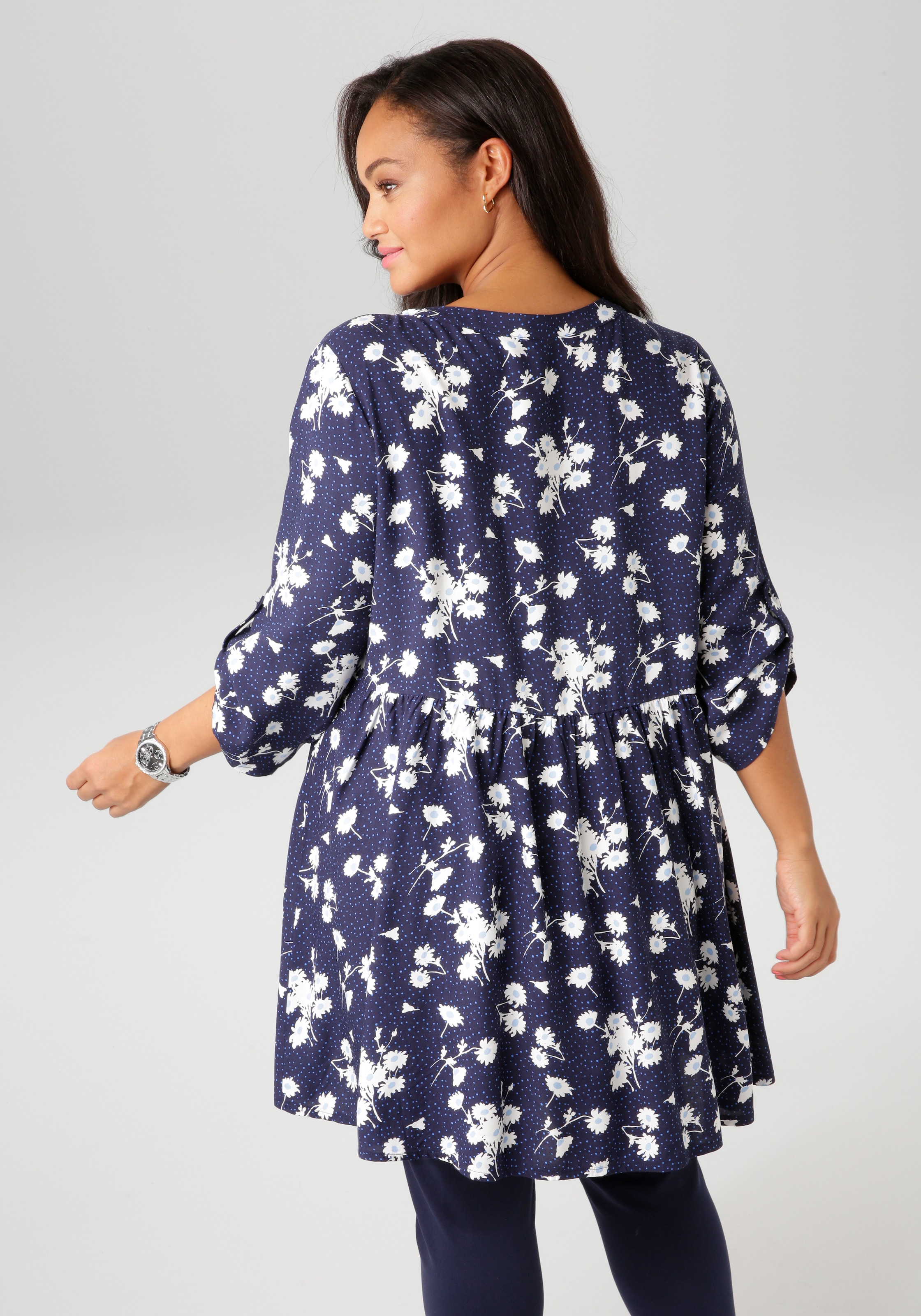 Aniston PLUS Longbluse, mit Blumen und kleinen Pünktchen bedruckt - NEUE KO günstig online kaufen