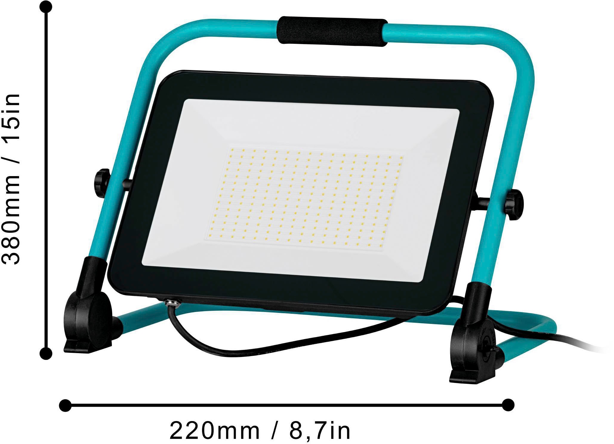 EGLO LED Wandstrahler »Avelar Strahler, tragbare Arbeitsleuchte, Arbeitsscheinwerfer, IP65« LED-Modul 1 Stk. Neutralweiß Stehleuchte - L36 x B22 x H38 cm - schwarz, türkis - 150W inkl.