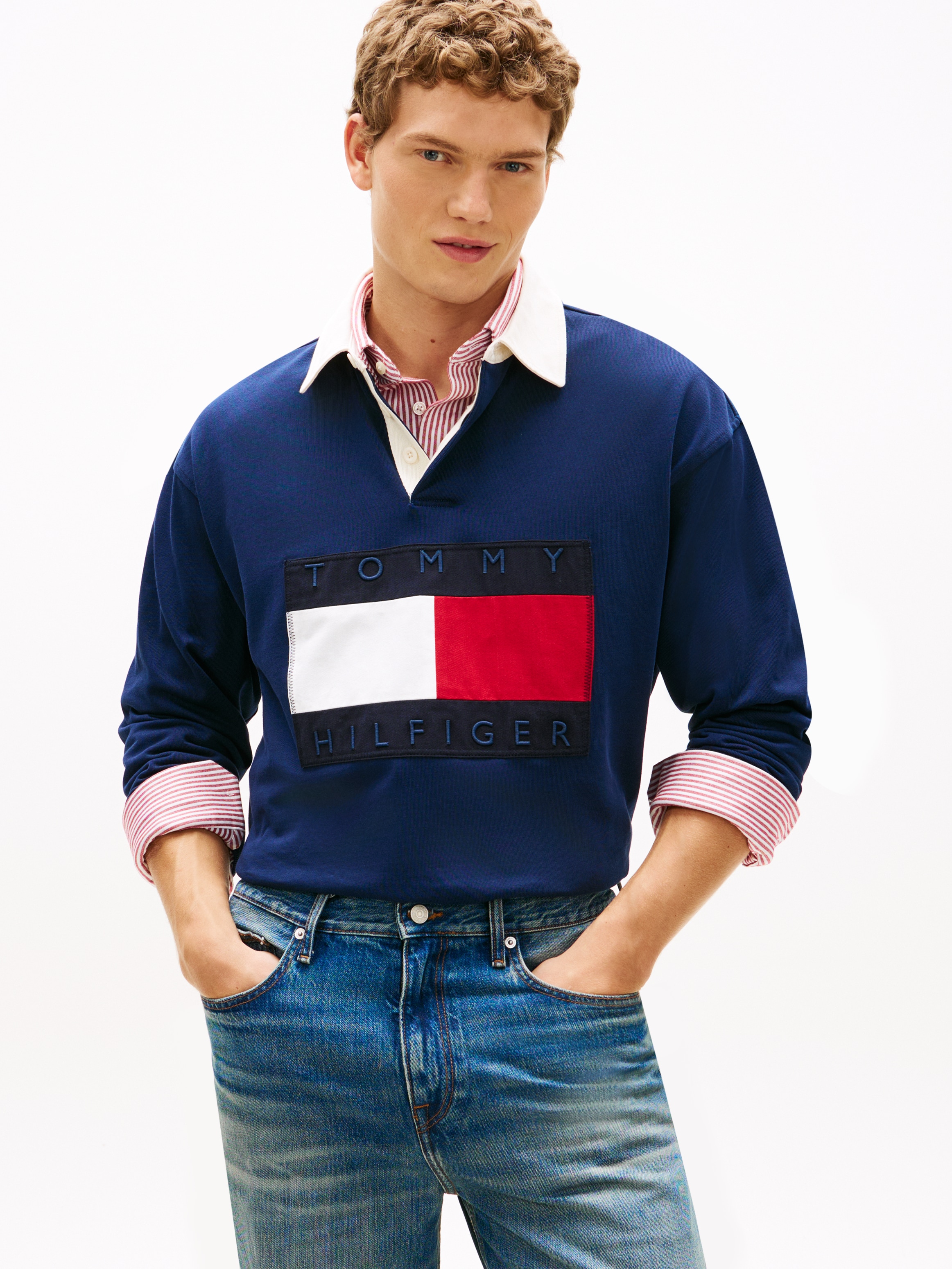 Tommy Hilfiger Sweatshirt "FLAG RUGBY", Regular fit mit Polokragen Poloshir günstig online kaufen