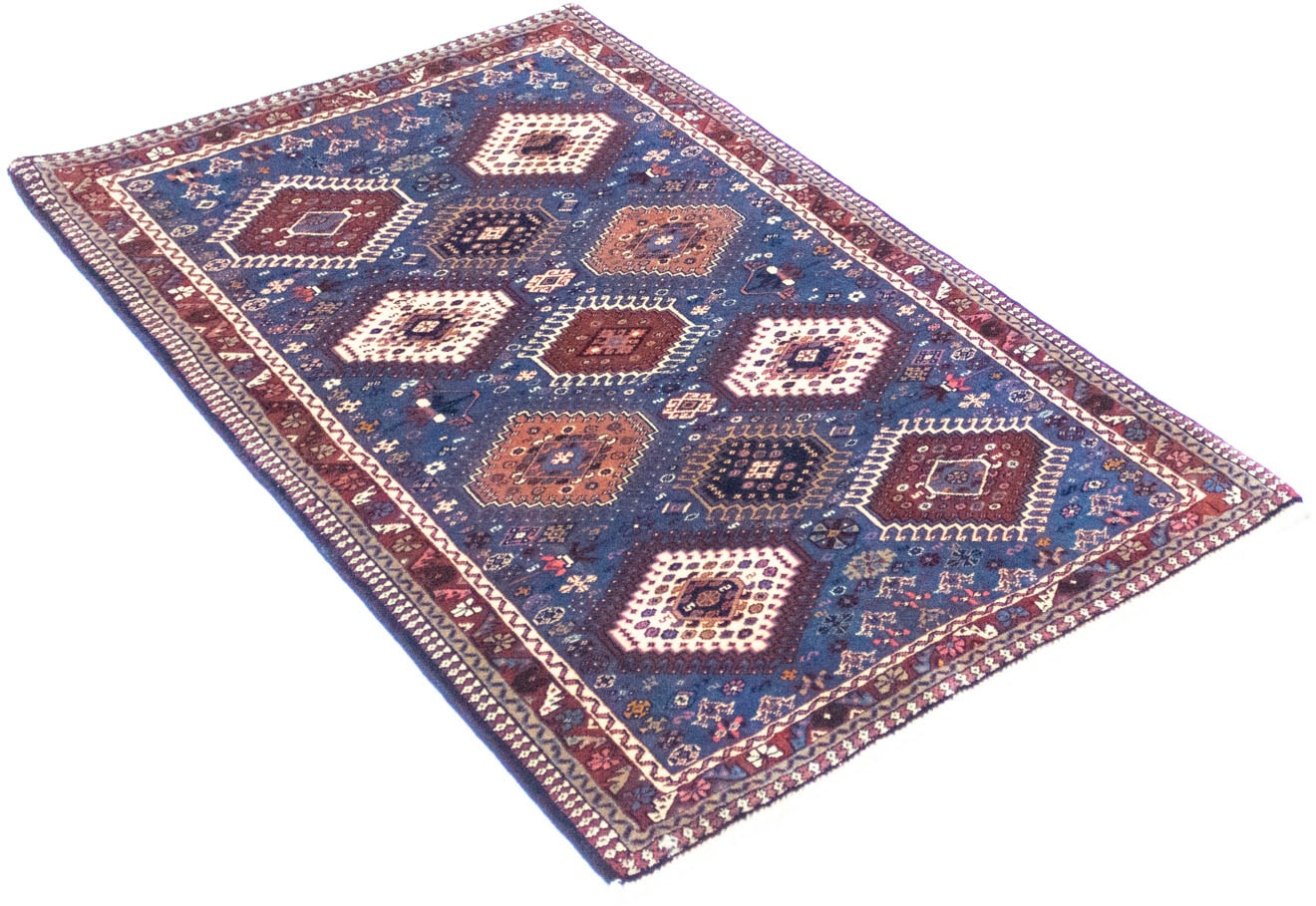 morgenland Wollteppich »Yalameh Teppich handgeknüpft blau«, rechteckig, handgeknüpft