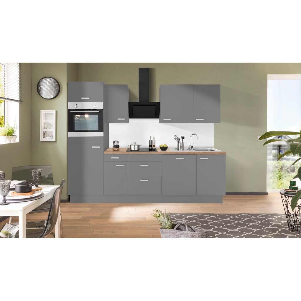 Wohnen Küchenmöbel OPTIFIT Küchenzeile »Parma«, ohne E-Geräte, Breite 270 cm basaltgrau/basaltgrau-eiche