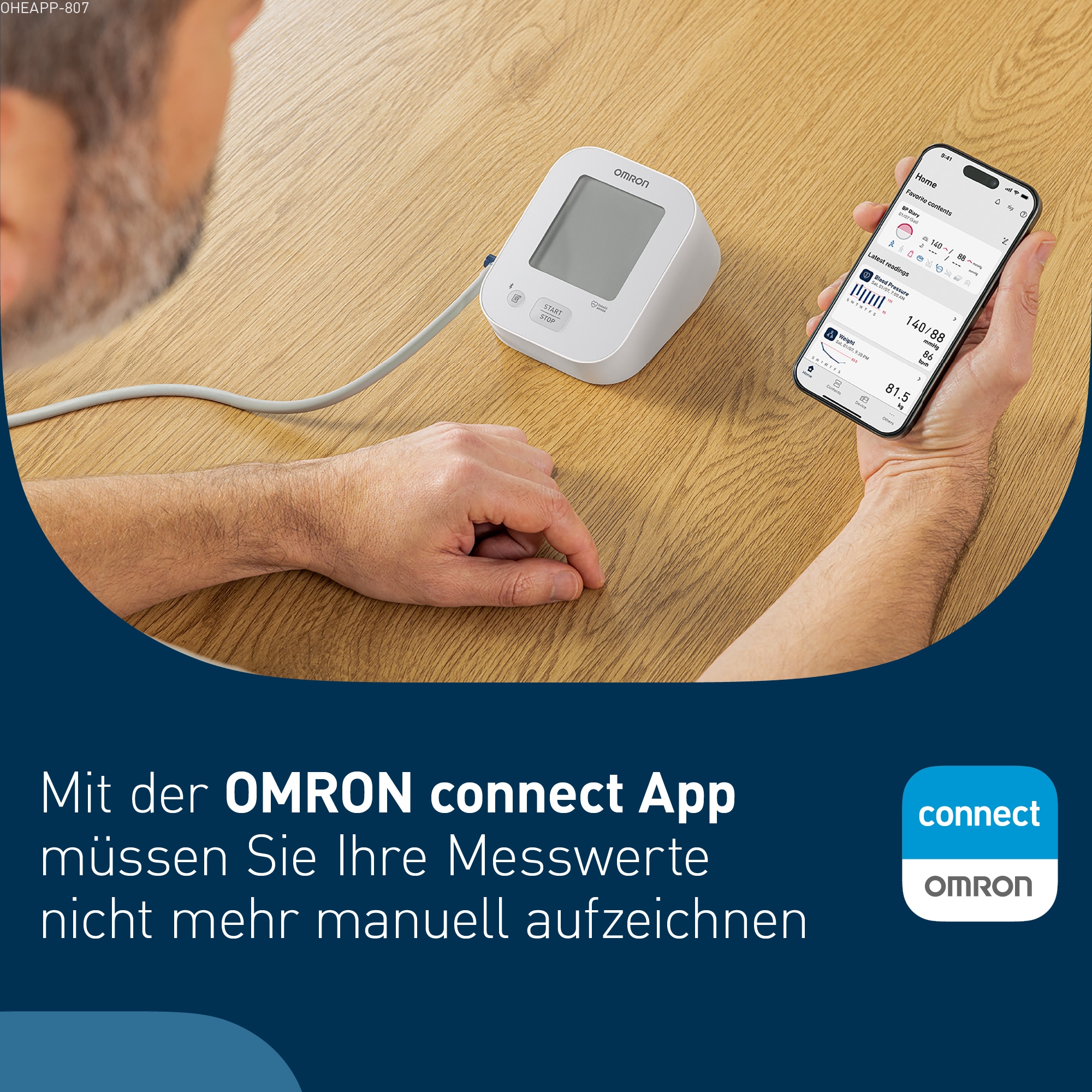 Omron Oberarm-Blutdruckmessgerät »X2+ Connect, Universalmanschette (22-42 cm), mit kostenloser App«
