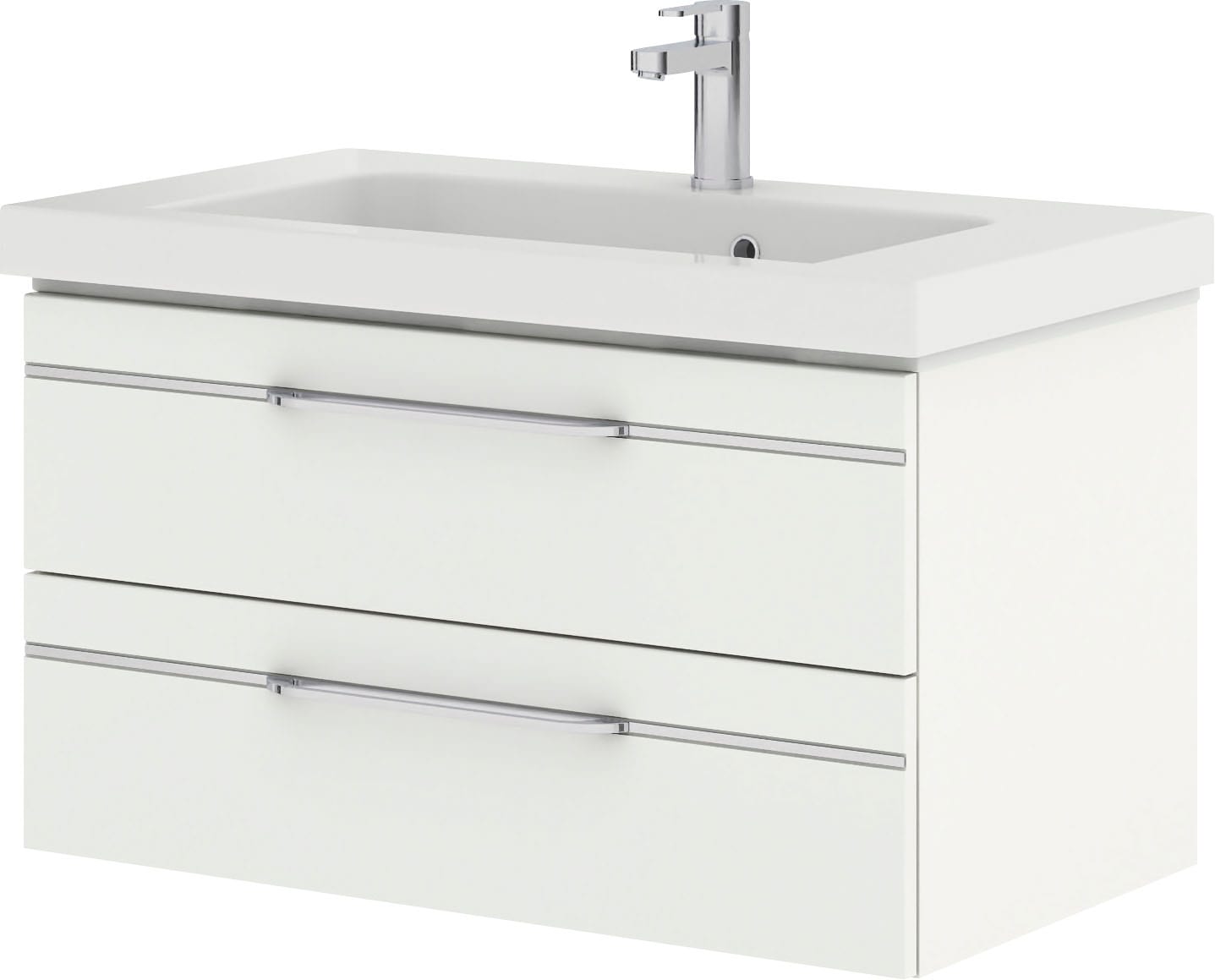 Saphir Badmöbel-Set »Balto Sprint 4-teilig, Mineralmarmor-Waschtisch mit LED-Spiegelschrank«, (5 St.), Midischrank und Unterschrank, inkl Türdämpfer, 5 Türen, 5 Schubladen