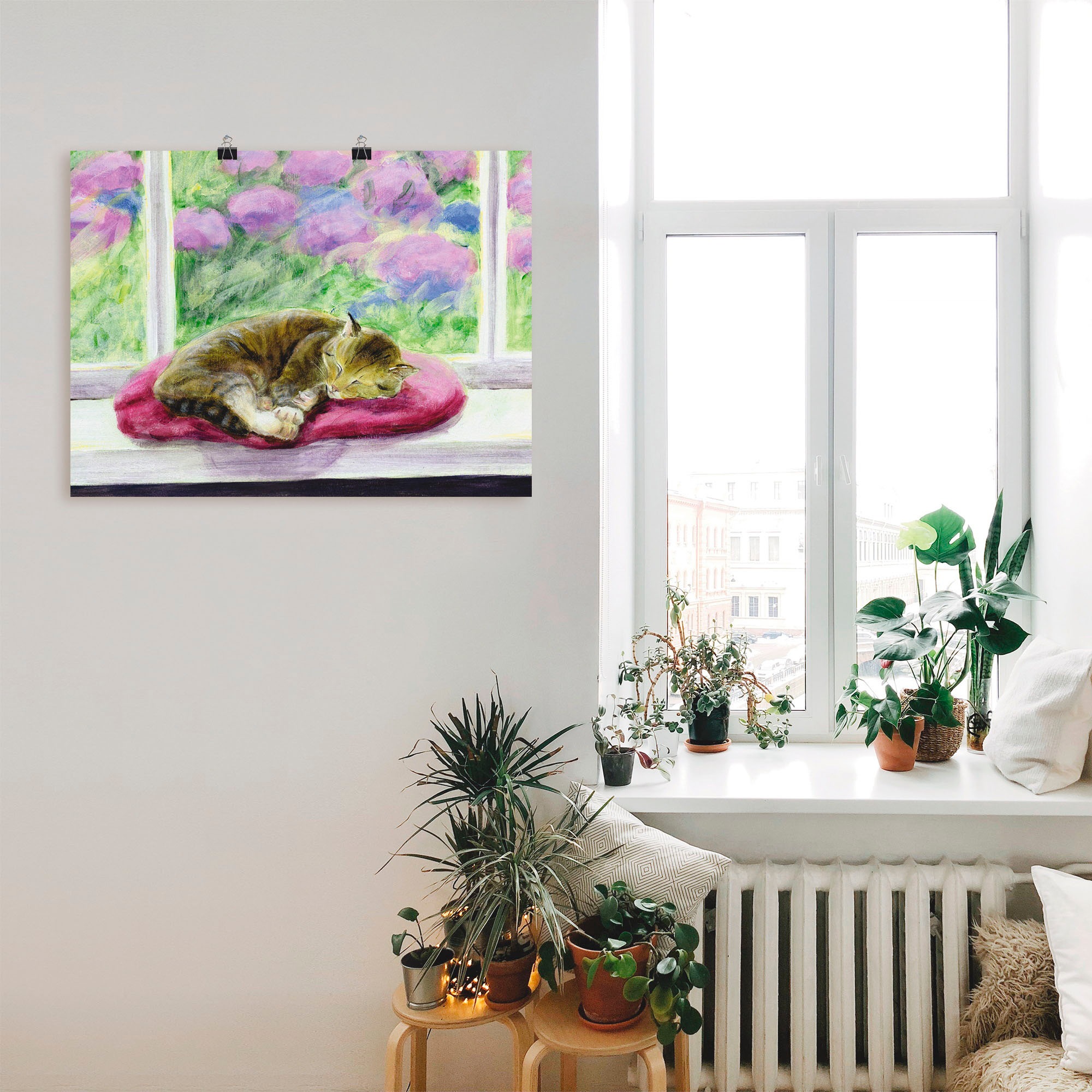 Artland Wandbild "Katze auf Gartenfensterbank", Haustiere, (1 St.), als Pos günstig online kaufen