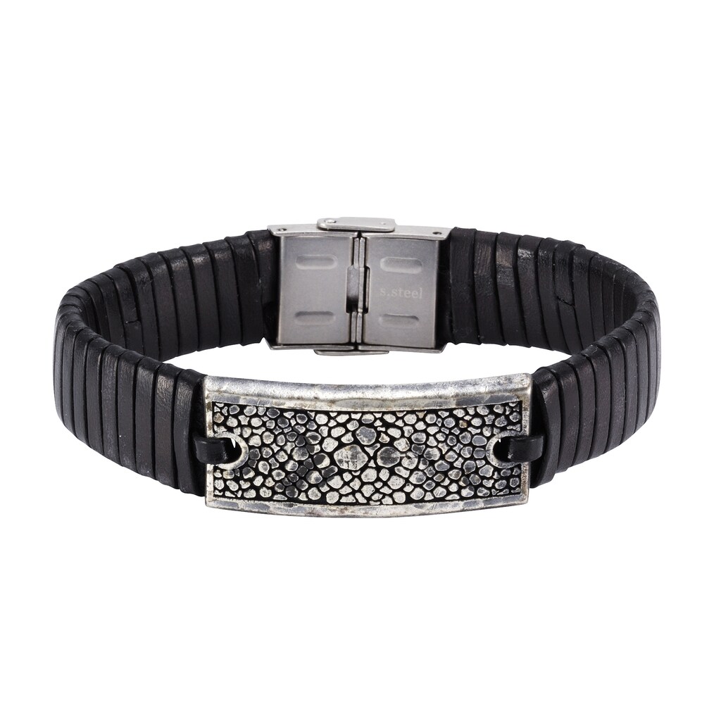 NOX Armband »Leder schwarz Edelstahl«