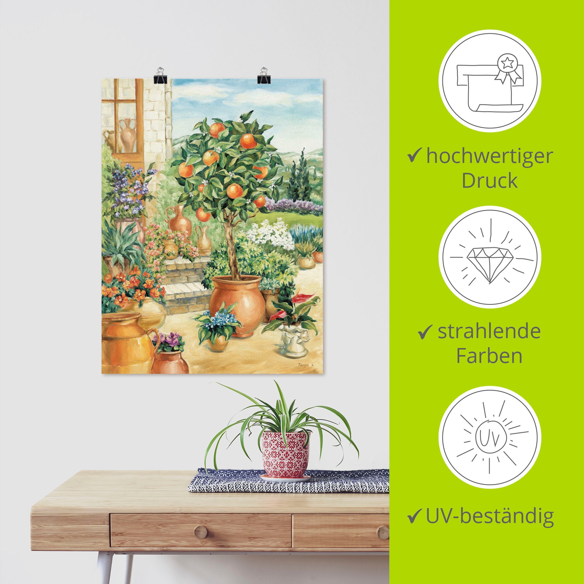 Artland Wandbild »Orangenbaum im Garten«, Garten, (1 St.), als Alubild, Outdoorbild, Leinwandbild, Poster, Wandaufkleber