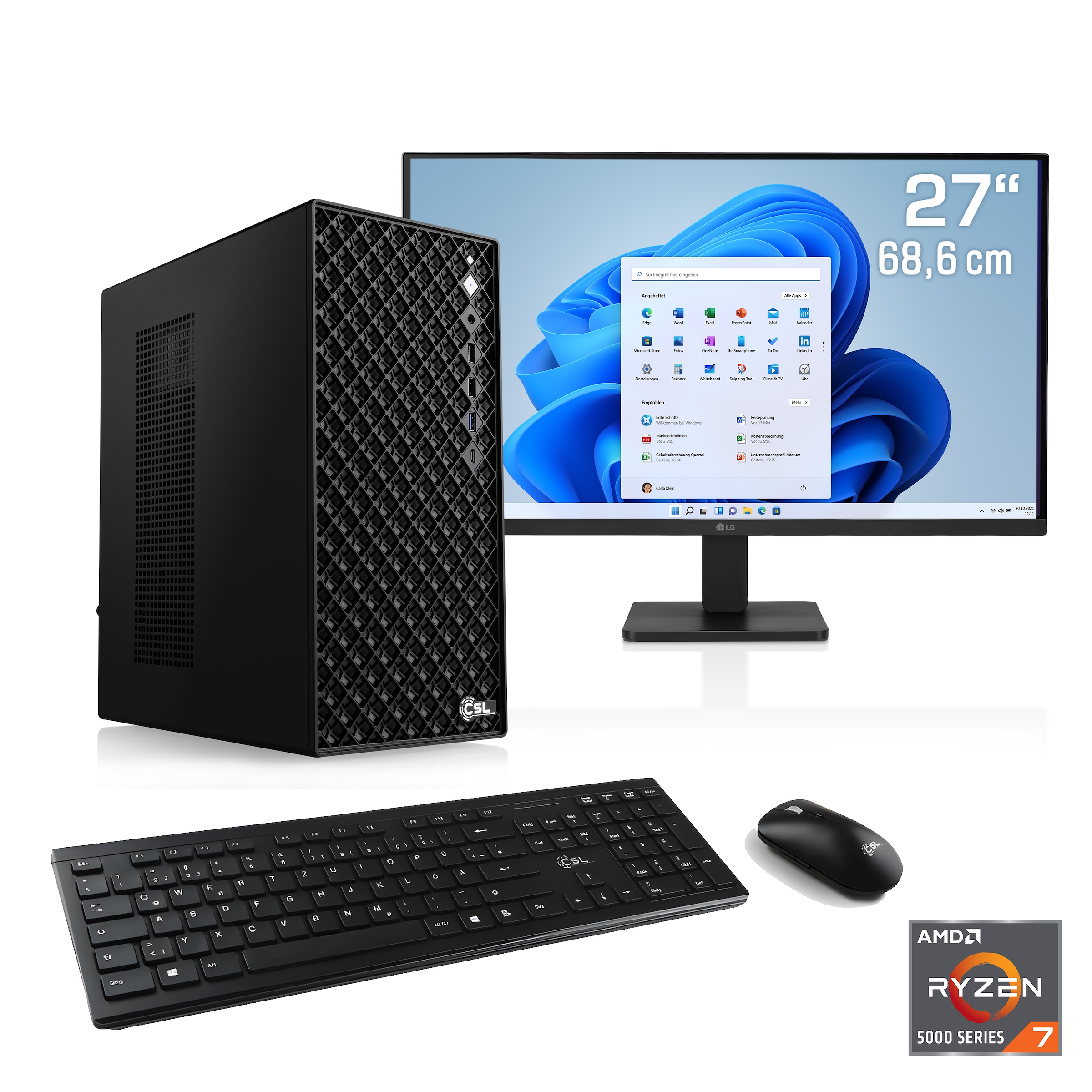CSL PC-Komplettsystem "Mystic V24102", Microsoft Windows 11 Home (64 Bit), 16 GB RAM 1.000 GB SSD, schwarz, Computer_Komplettsysteme