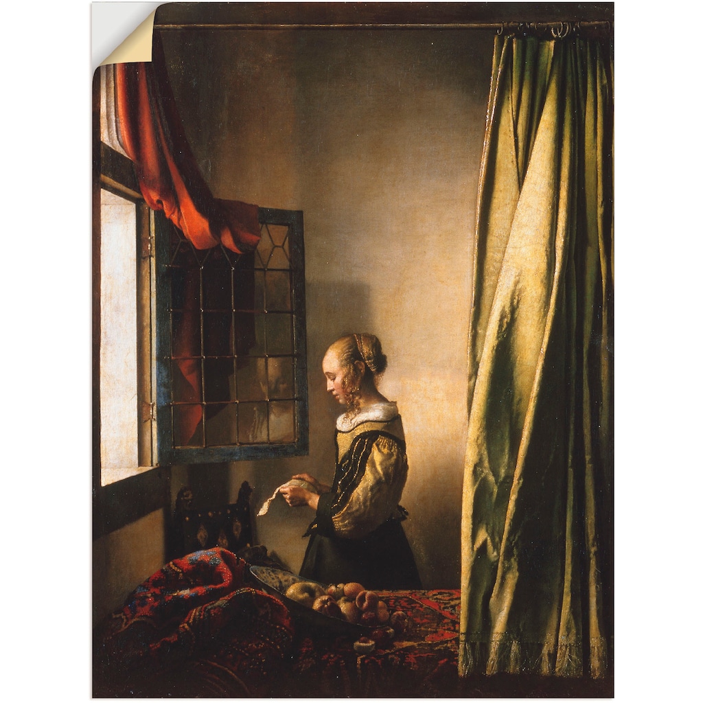 Artland Wandbild »Briefleserin am offenen Fenster. Um 1658«, Frau, (1 St.)