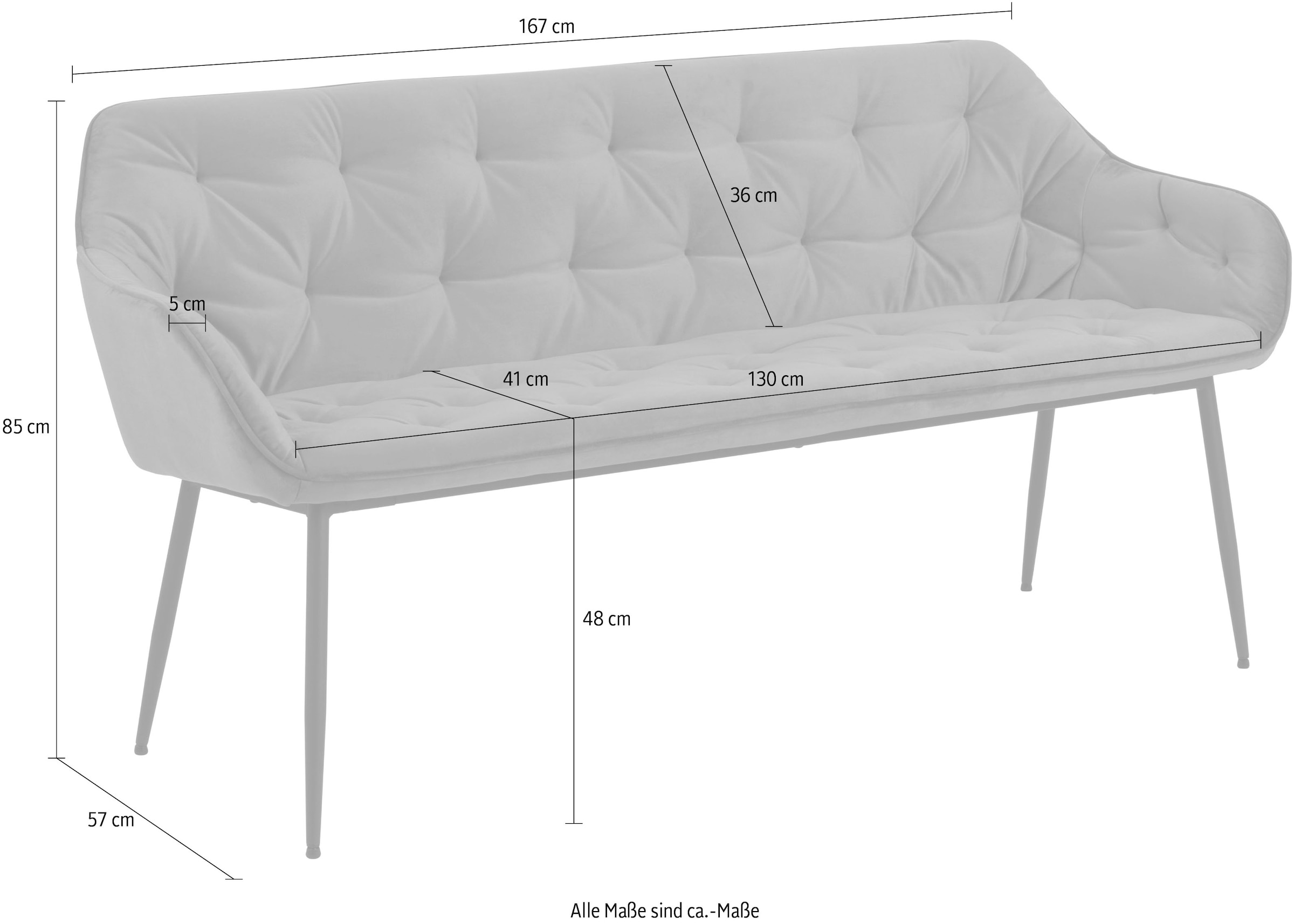 ACTONA GROUP Sitzbank, (1 St.), gepolstert mit vibrierendem Stoff.  Armlehnen, Tuftings | BAUR