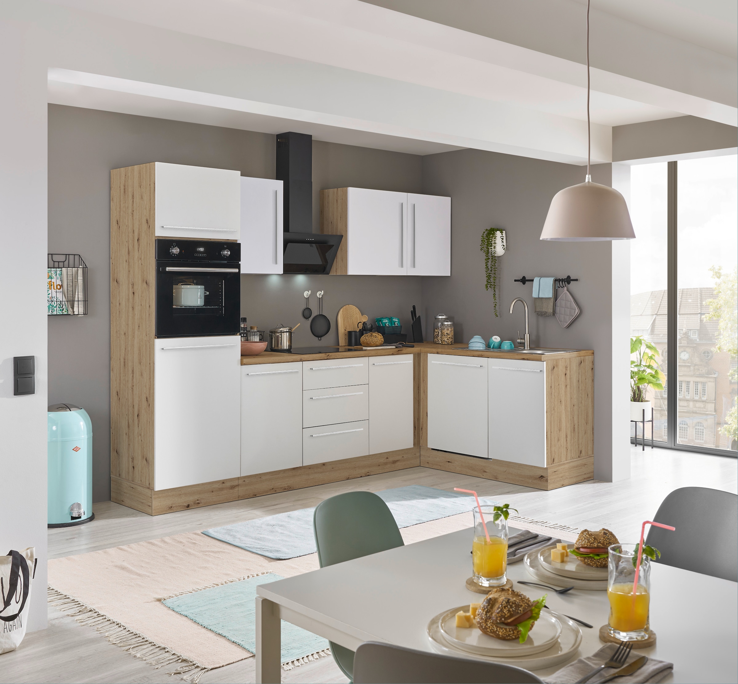 KOCHSTATION Winkelküche »Florida, Stellbreite 280x165 cm«, wahlweise mit E-Geräten, mit Softclose für Türen und Schubkästen