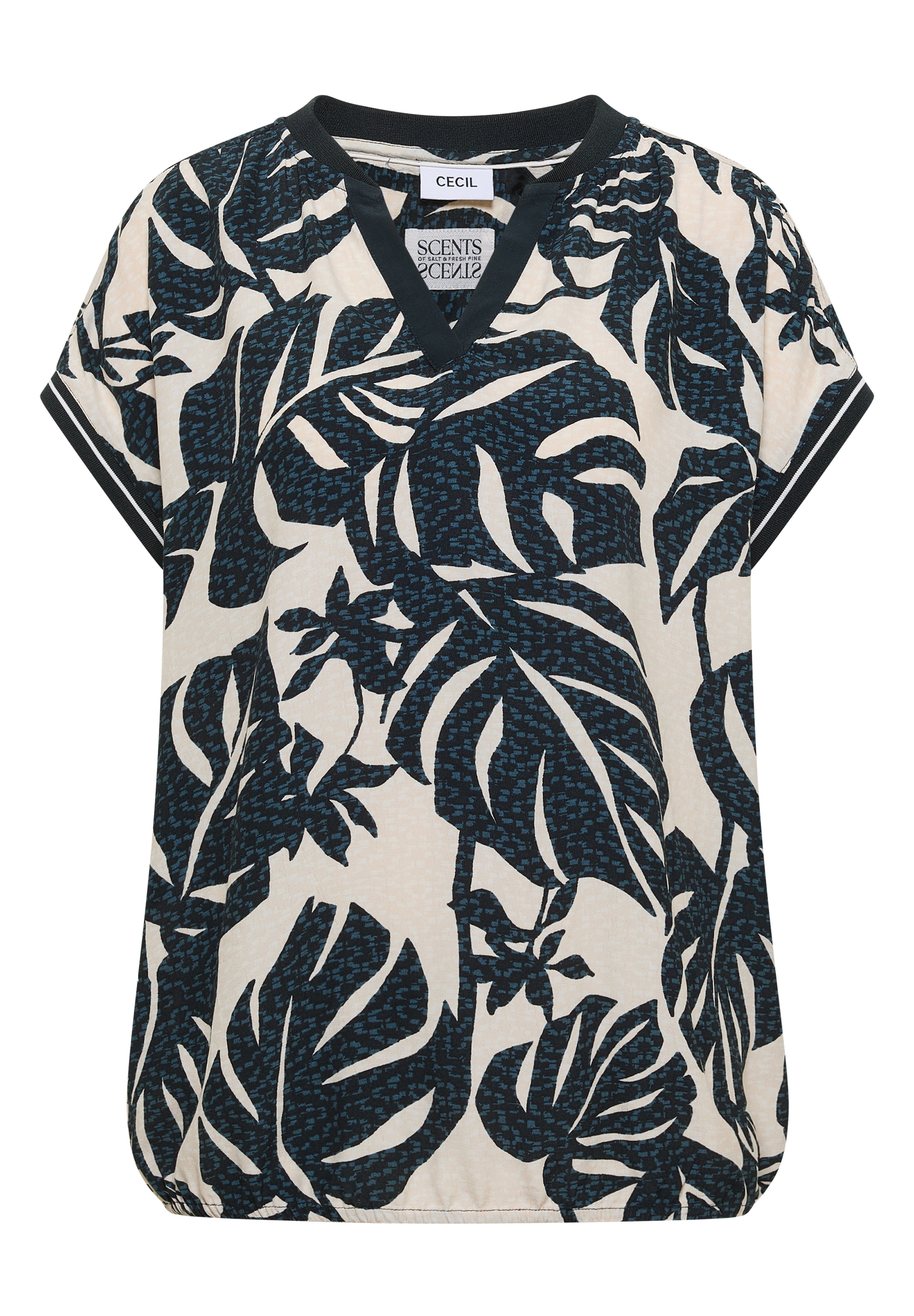 Cecil Shirtbluse Sommershirt mit Split Neck und Printmix