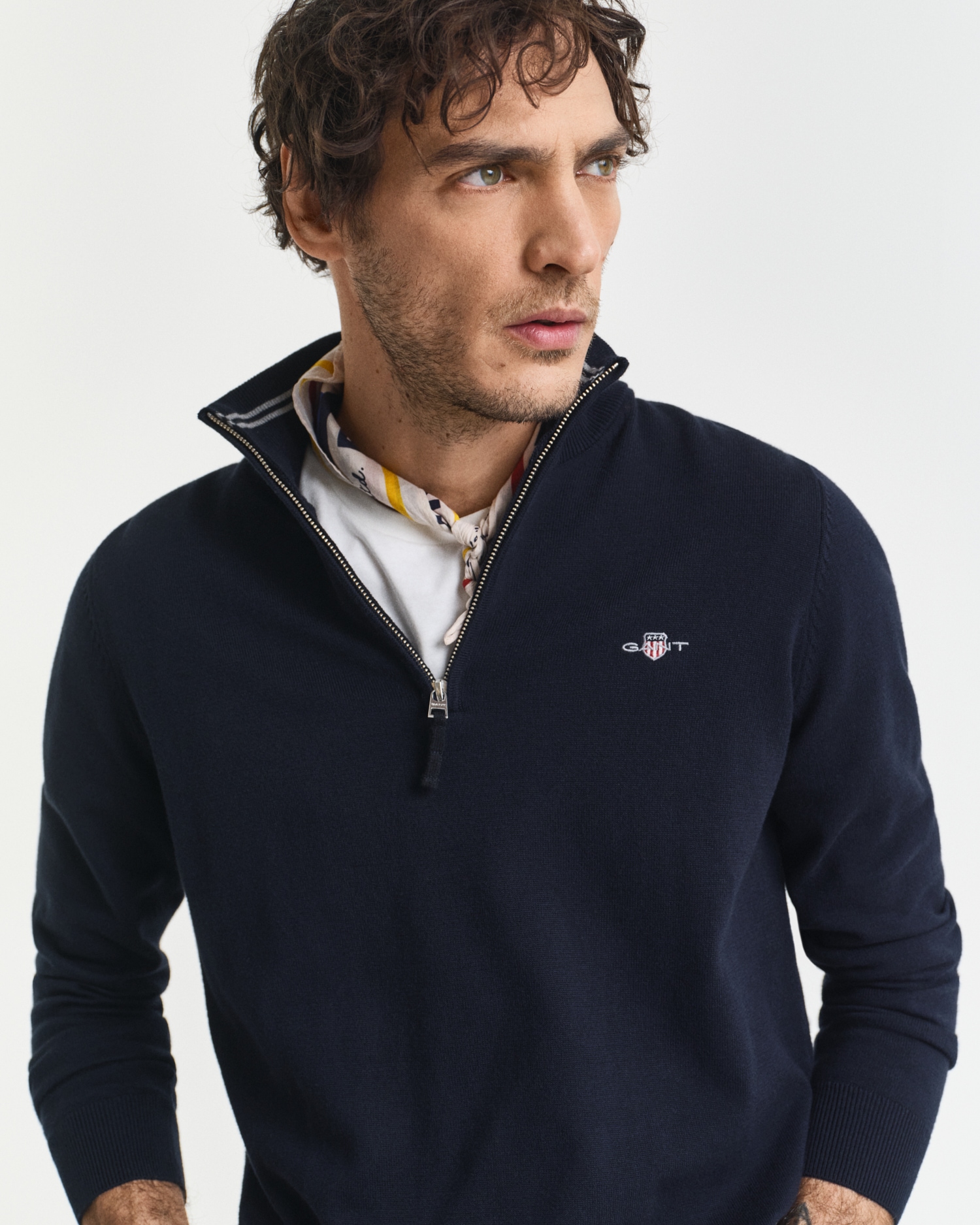 Gant Troyer »CLASSIC COTTON HALF ZIP«, mit gerippten Details