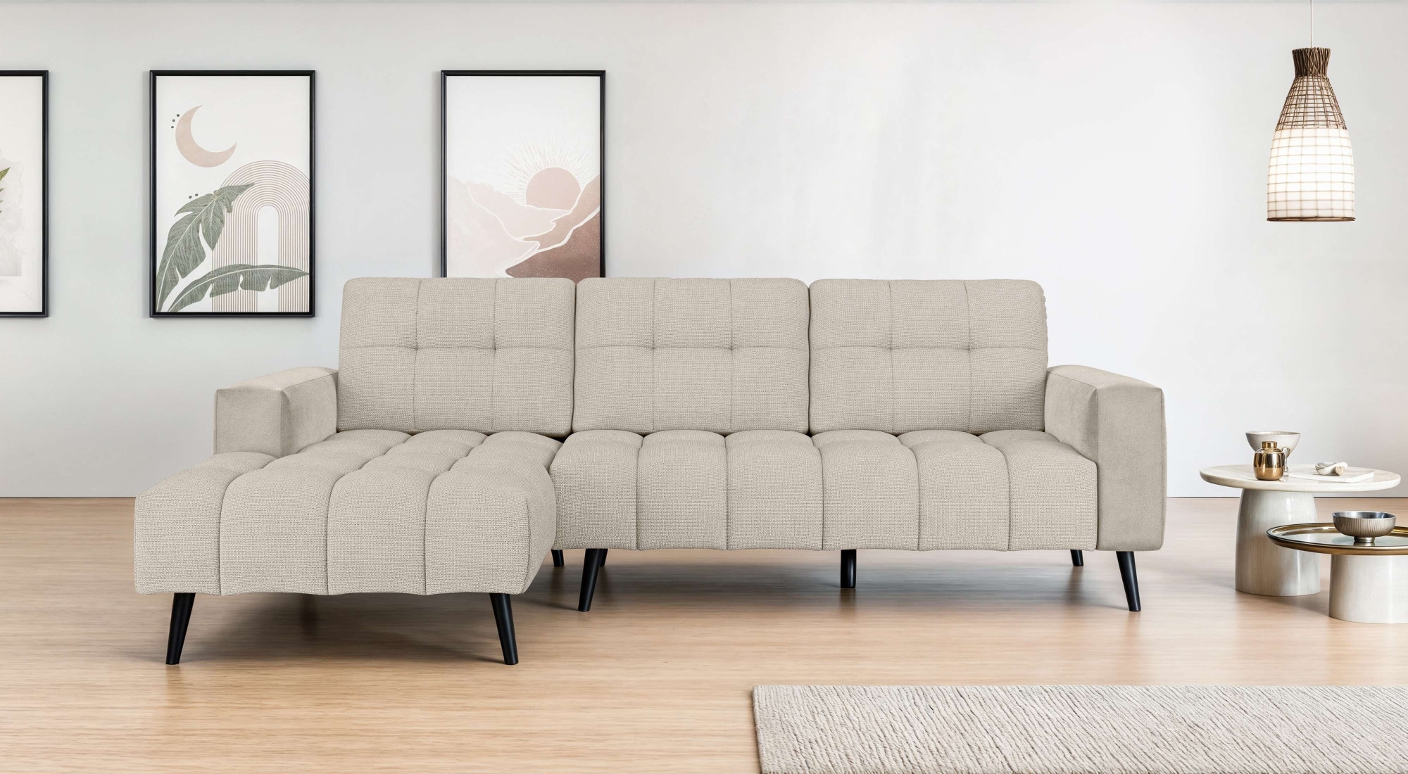 Home affaire Ecksofa "SERINE mit Recamiere rechts/links bestellbar, Maße B/H/T 253/91/161 cm" L-Form mit Wellenunterfederung, 3 Rückenkissen, ohne Bettfunktion