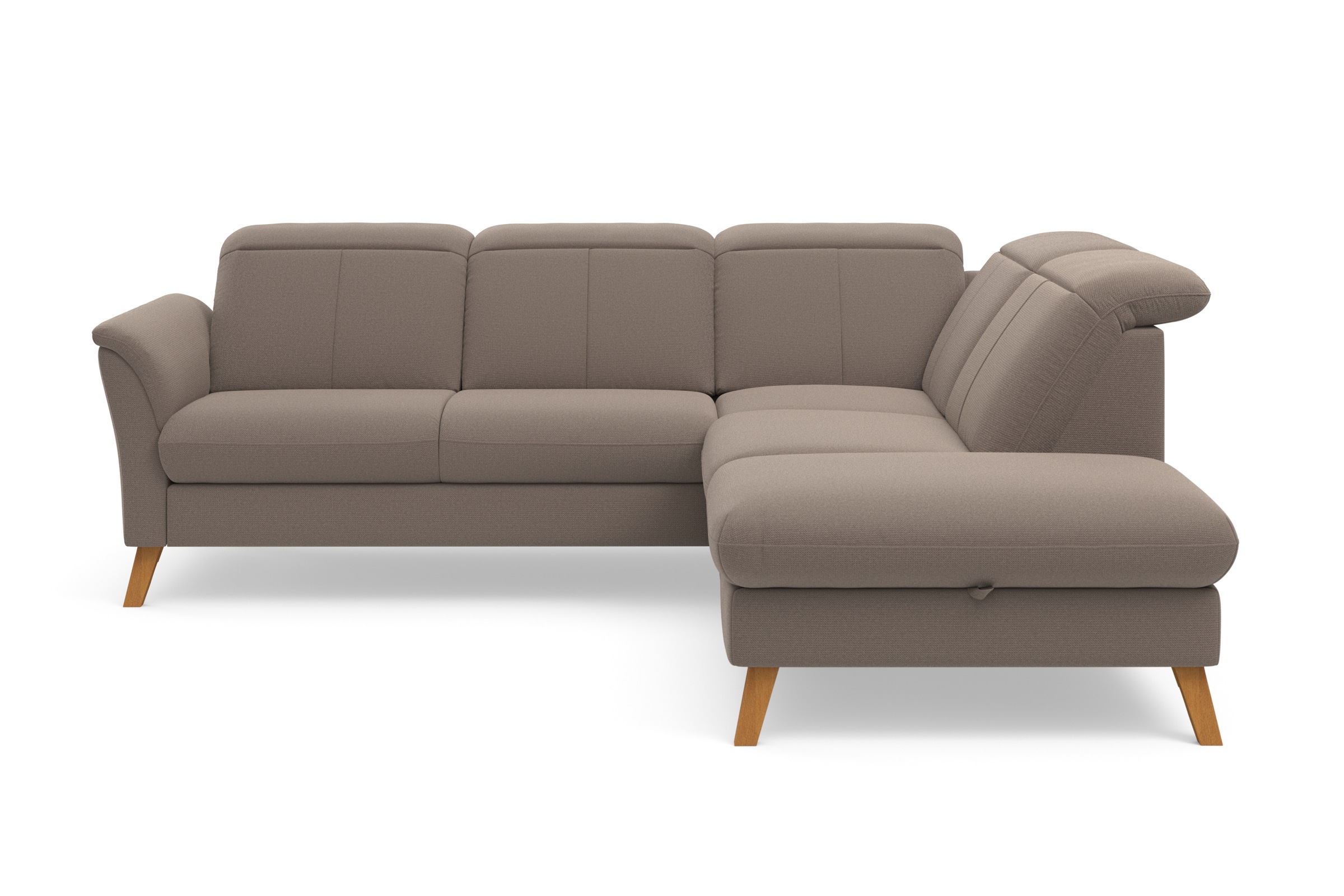 Ecksofa SIT & MORE "Romero L-Form", grau (taupe), B:250cm H:91cm T:220cm, 90% Polyester 10%Polyamid, Sofas, Ecksofa, wahlweise mit oder ohne TV-Funktion, Bettfunktion, Bettkasten