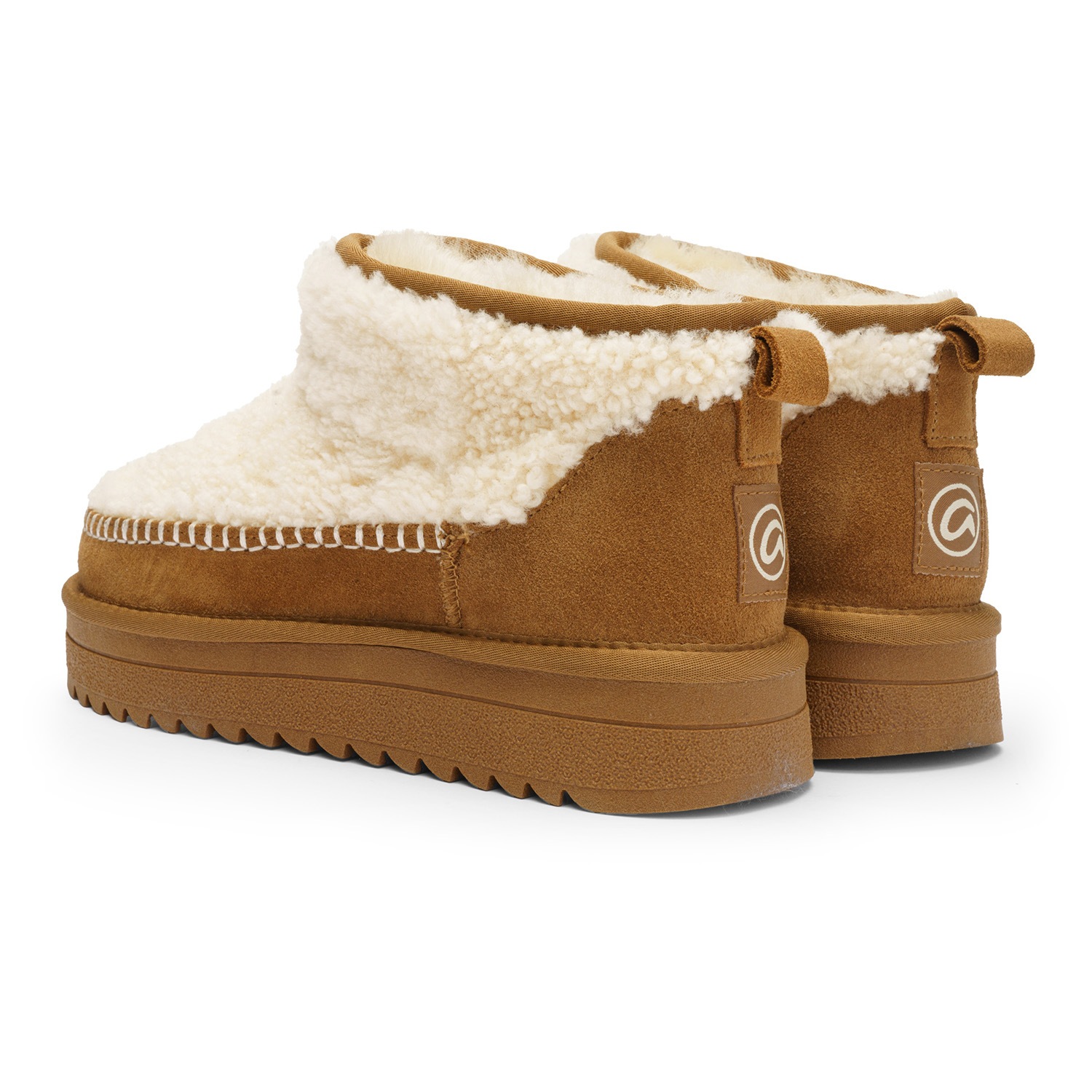 Winterboots ARA "ALASKA", Damen, Gr. 42, braun (cognac, creme), Lammfell, Veloursleder, Schuhe Winterboots, Schlupfboots, Plateauboots mit weichem Fell 6