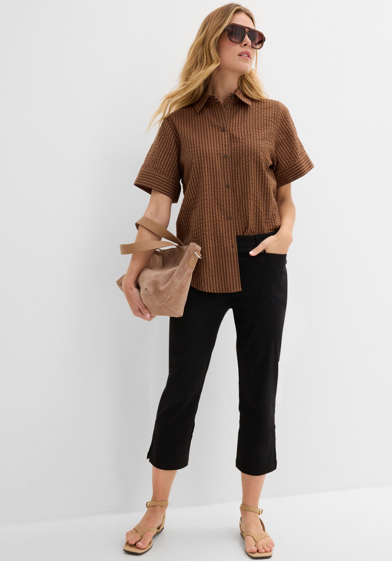 bonprix 7/8-Hose »7/8-Bengalin-Hose mit Bequembund«  mit Elasthan-Anteil, Regular Fit, mit Bequembund
