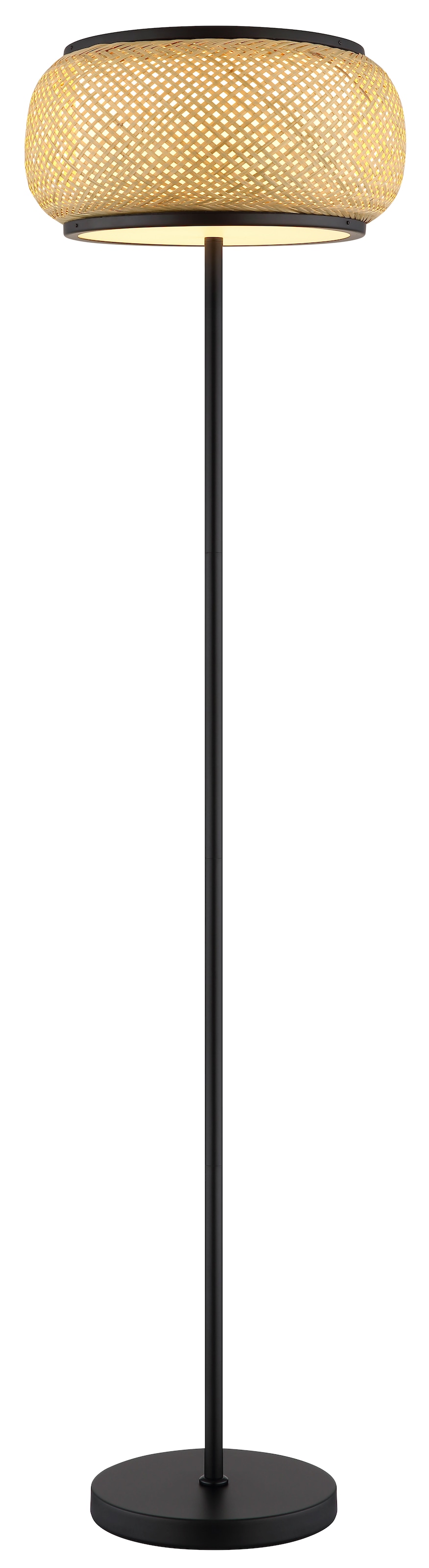 GLOBO LIGHTING Stehlampe »BAMBORA« LED-Modul 1 Stk. Stehleuchte schwarz Bambus LED CCT Fußschalter Memory