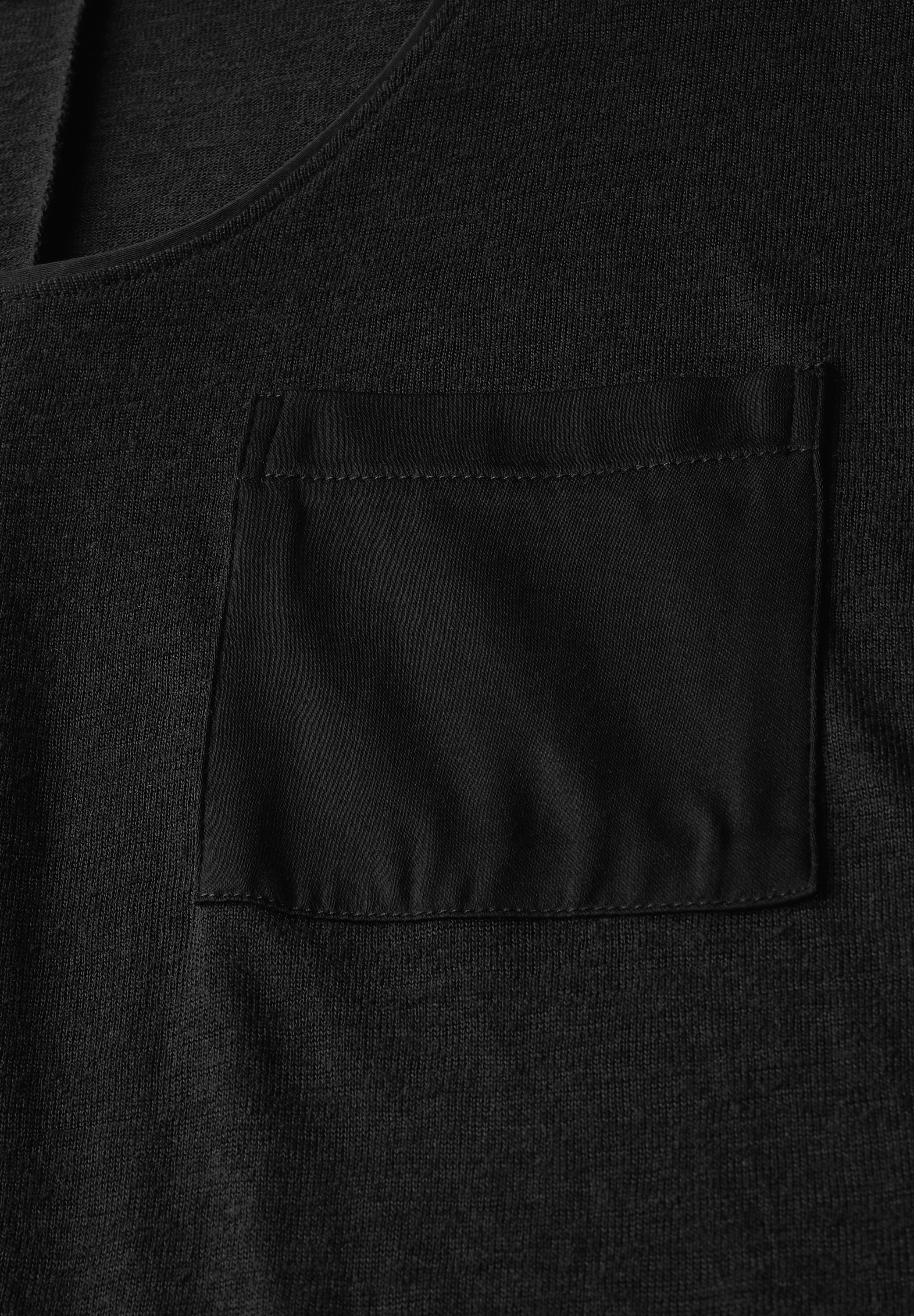 STREET ONE T-Shirt, im Leinen-Look und mit Brusttasche+ö